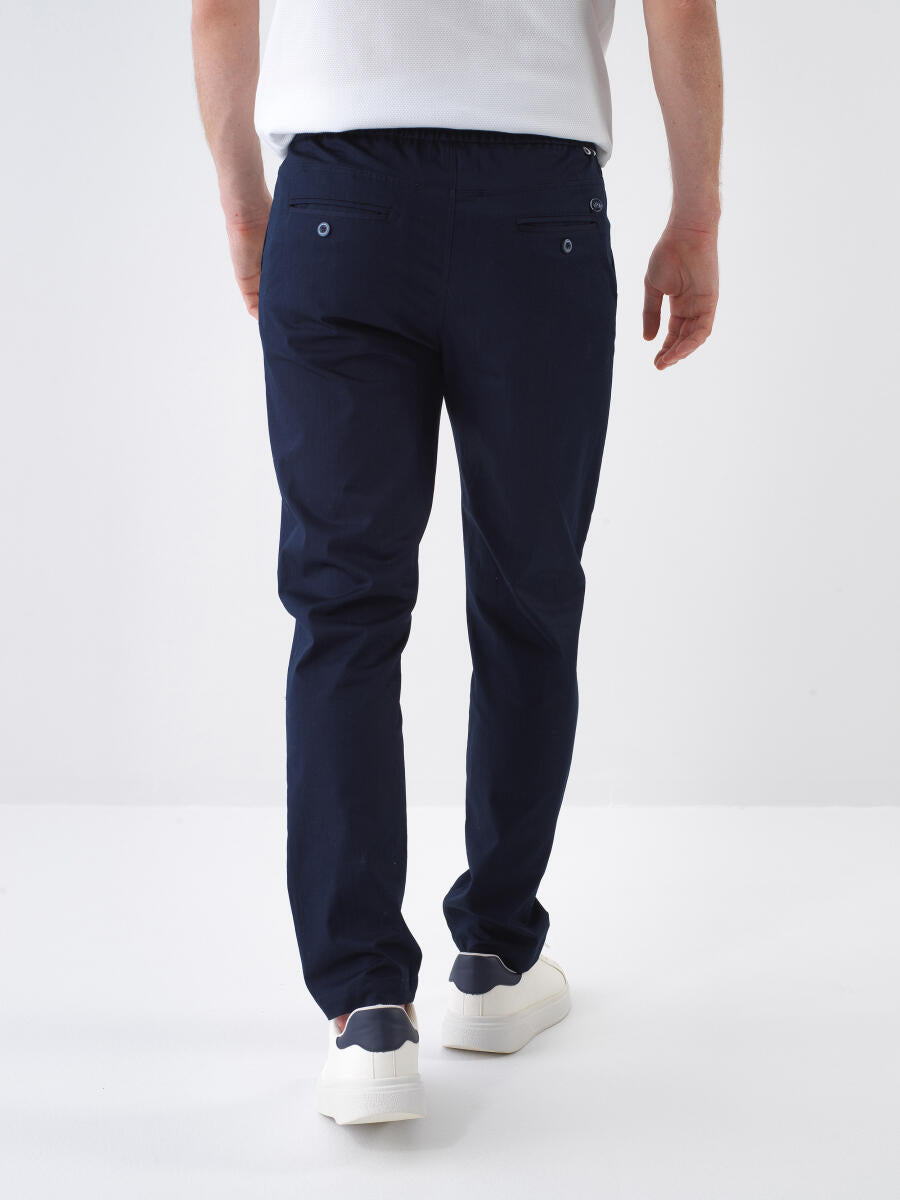 Xint Navy Slim Fit Cotton Jogger Pant With Elastic Waist