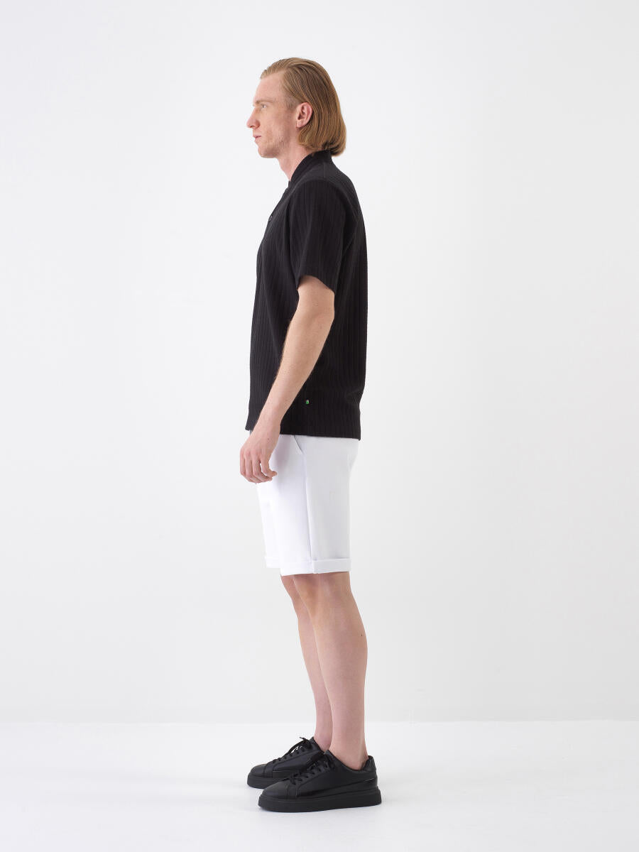 Xint Black Regular Fit Cotton Polo With Wing Collar