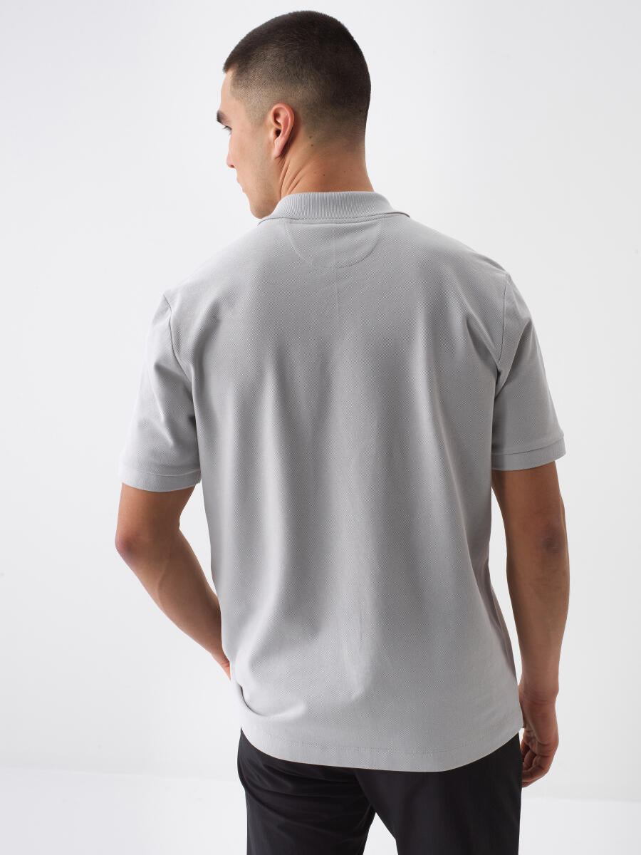 Xint Short Sleeved Grey Polo With Logo