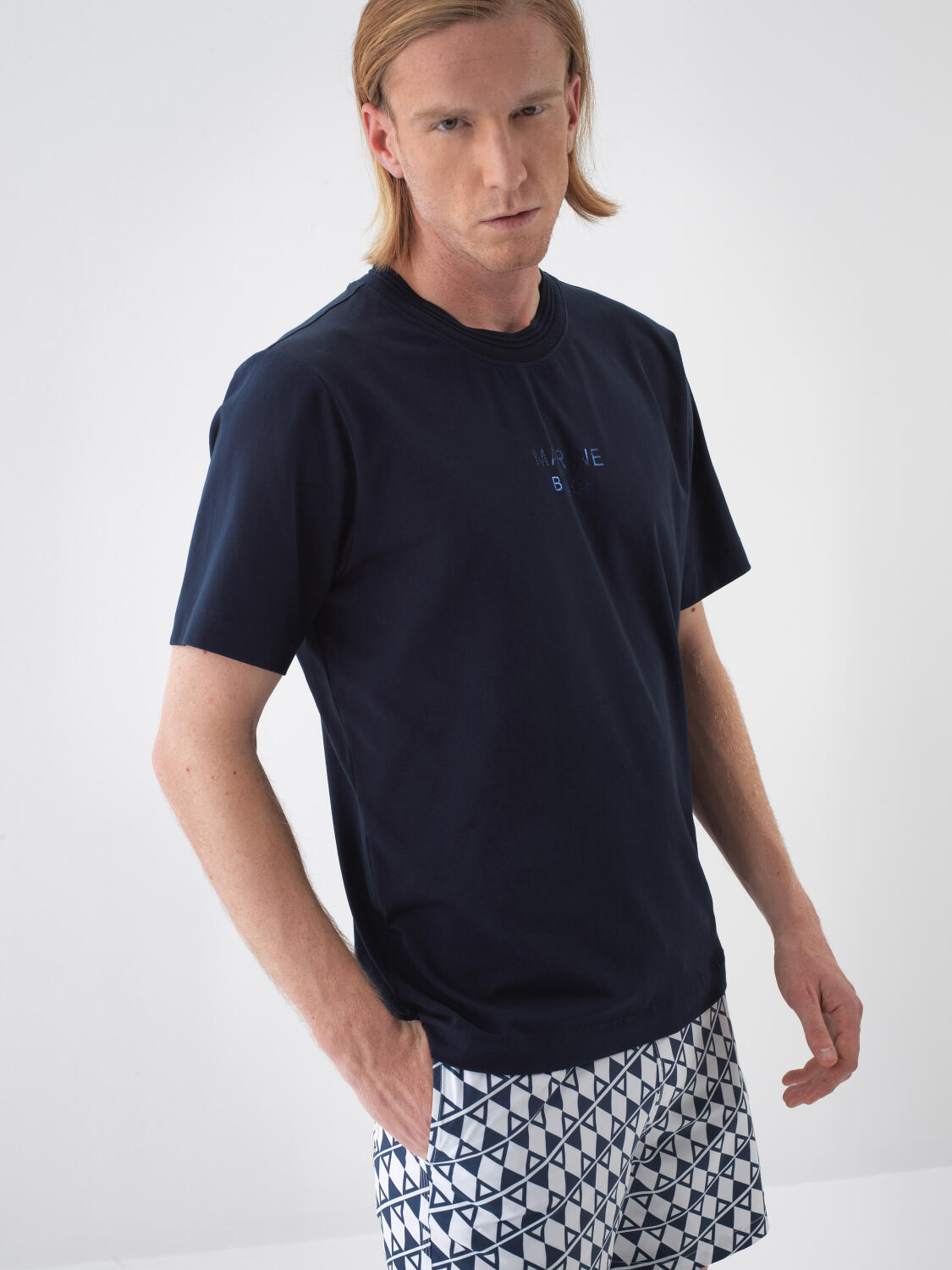 Xint Navy Regular Fit T-Shirt With Print