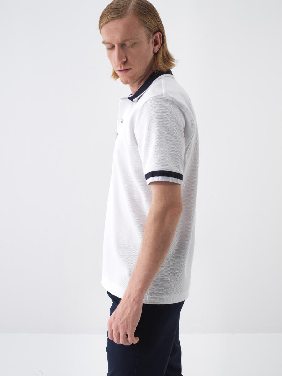 Xint White Cotton Polo With Short Sleeved