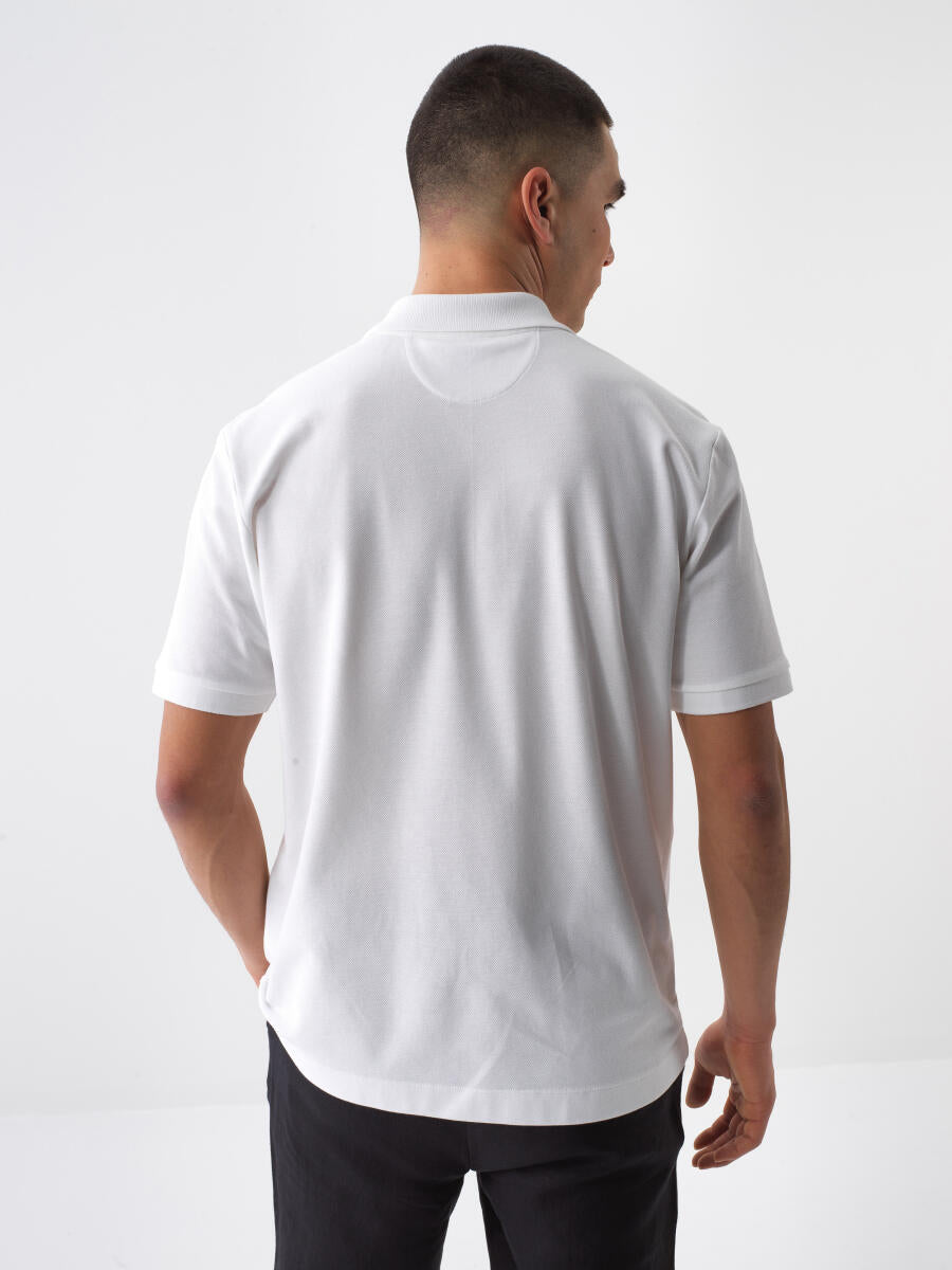 Xint Short Sleeved White Polo With Logo