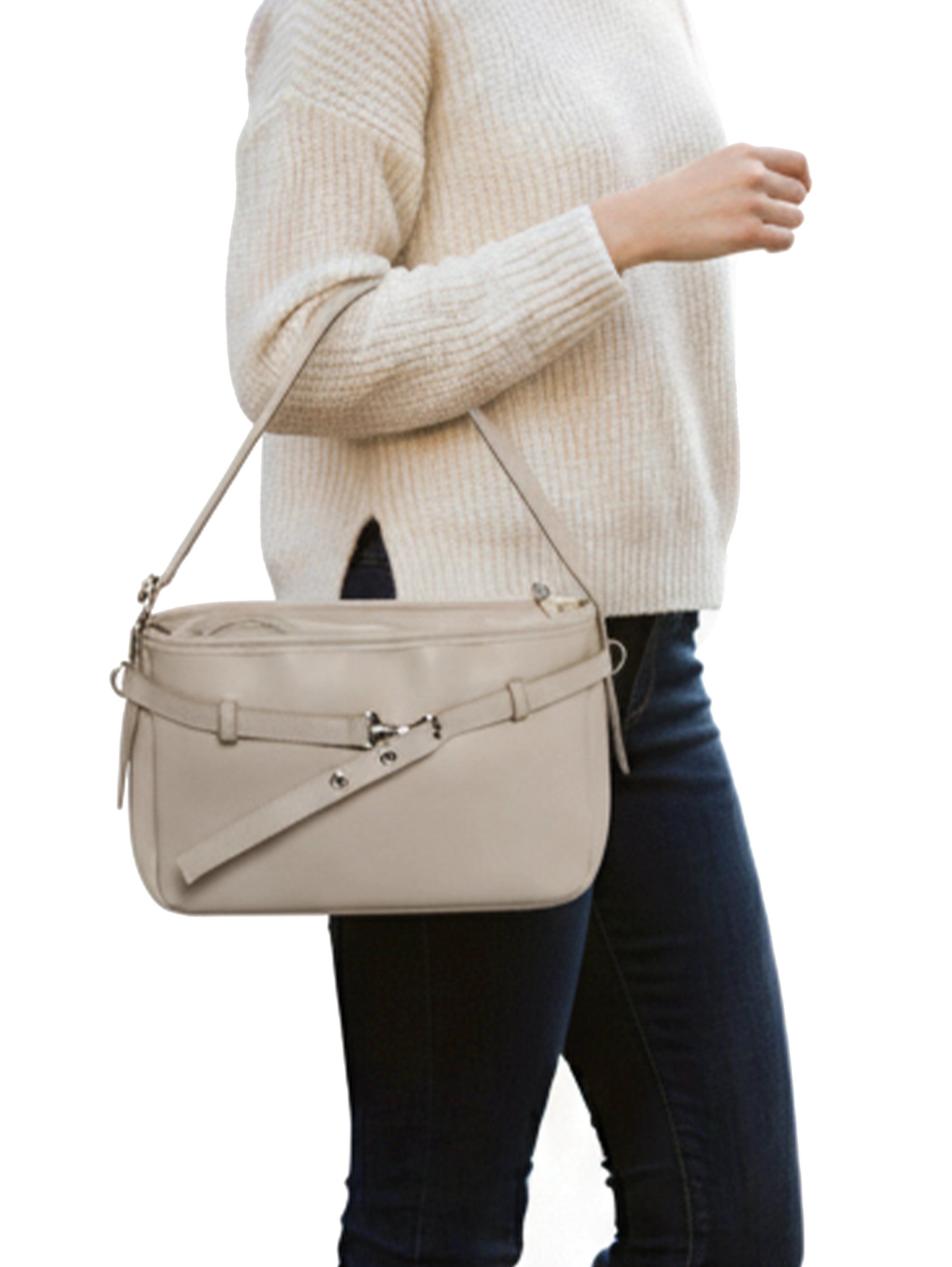 Beige Square Vertical Shopper Bag