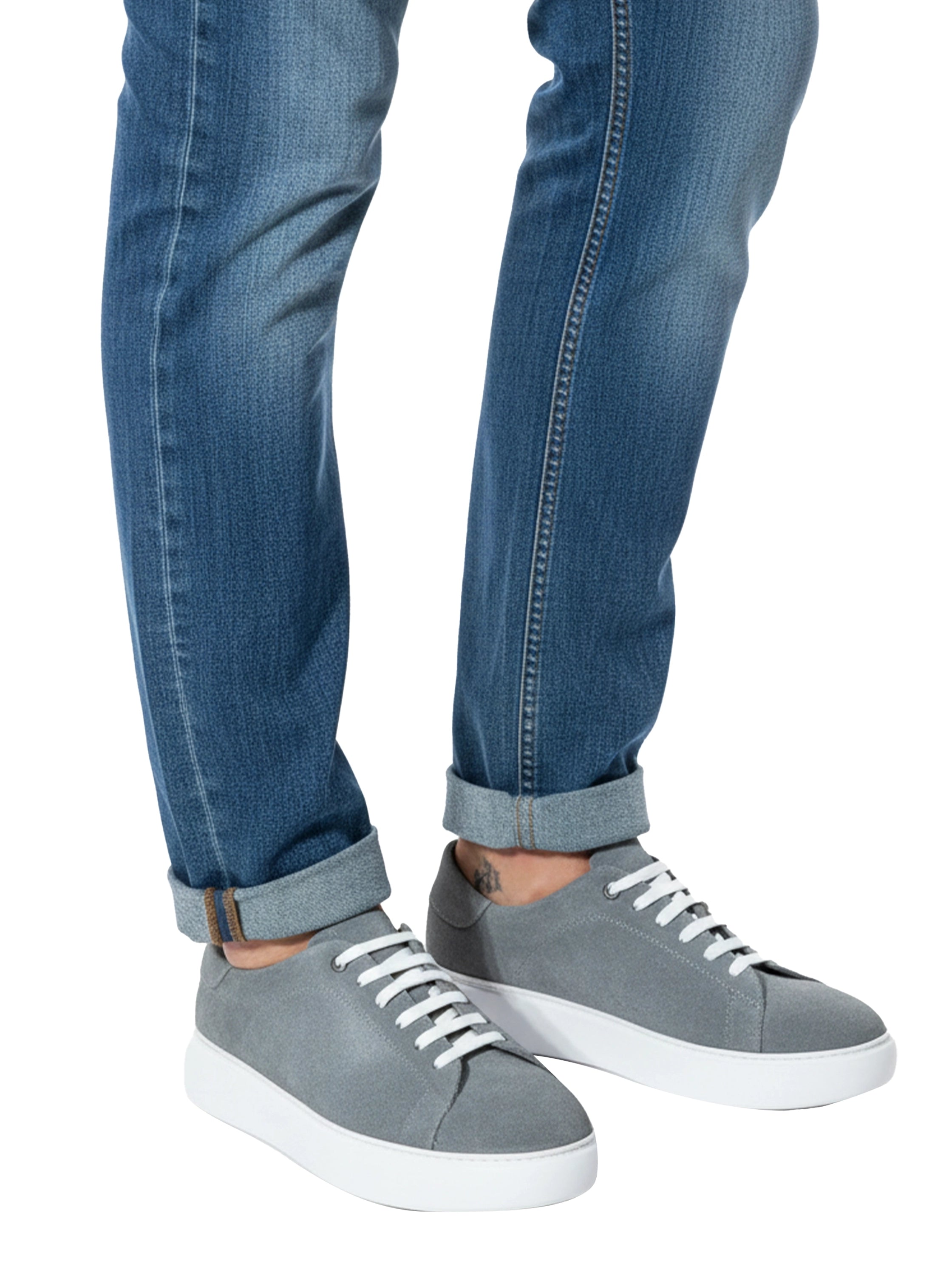 Casual Light Grey Velvet Shoes With White Insole