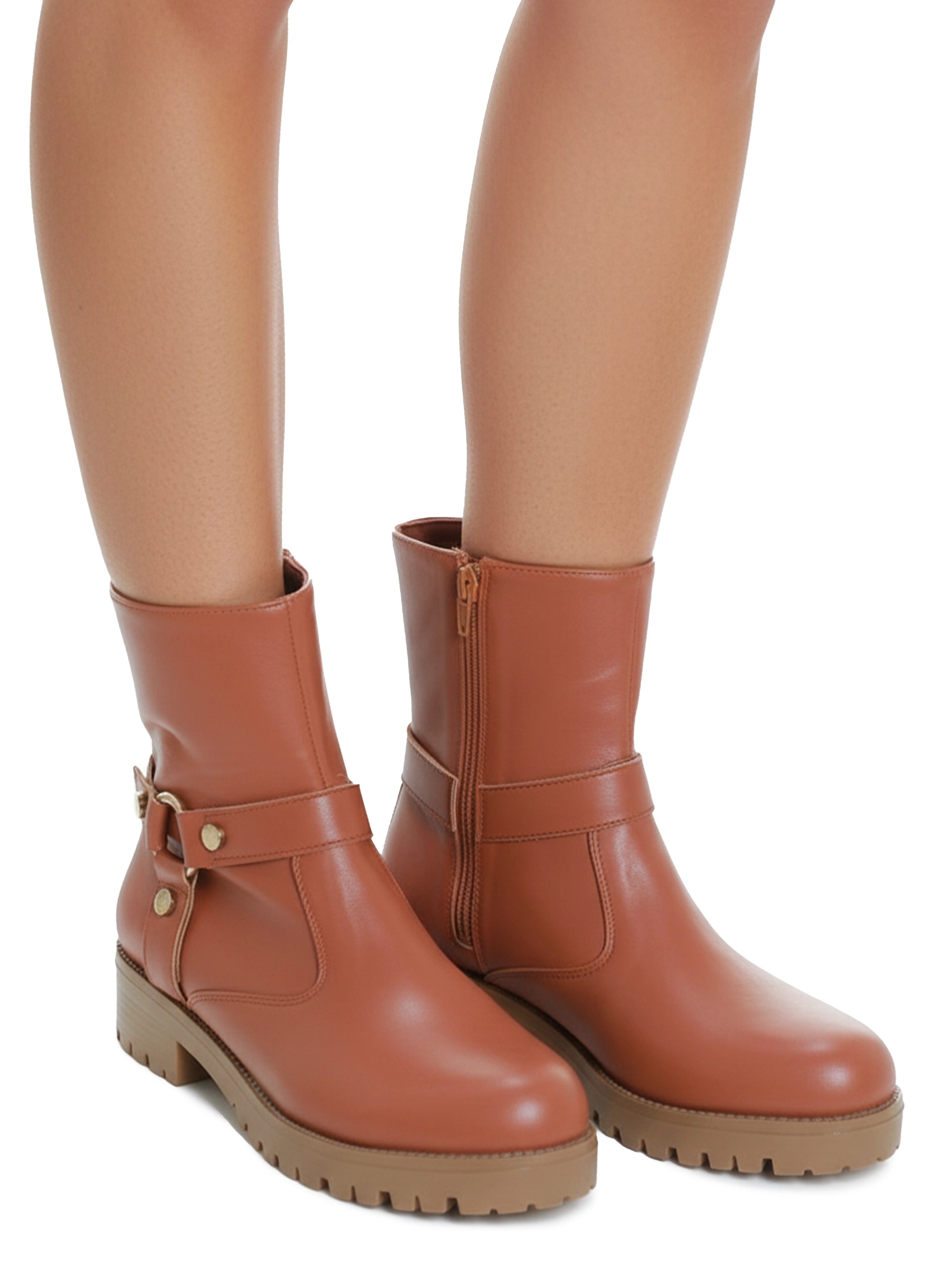 Havan Lace-Up Ankle Boot With Side Zipper