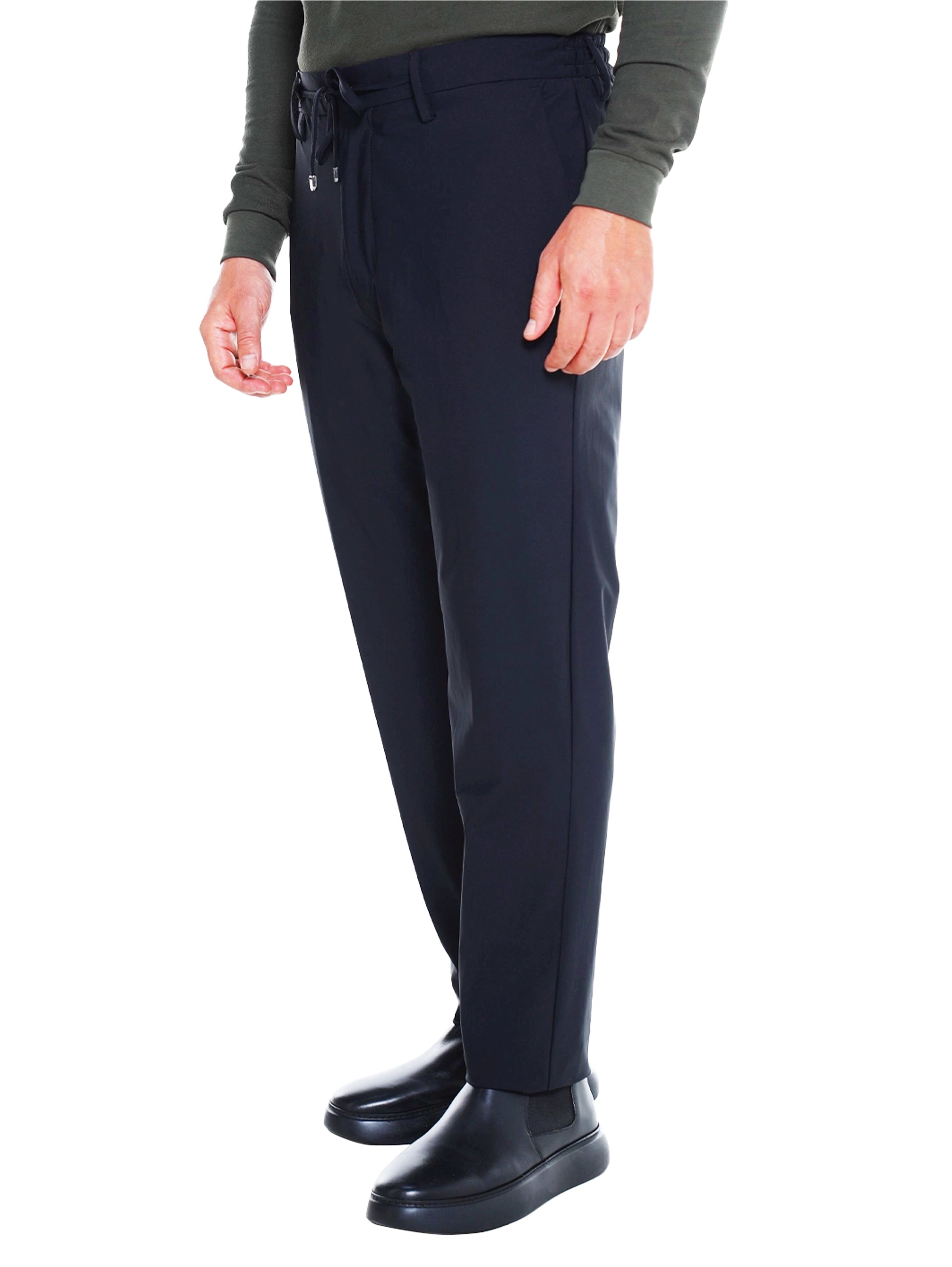 Modern Silhouette Navy Pant With Elastic Waist
