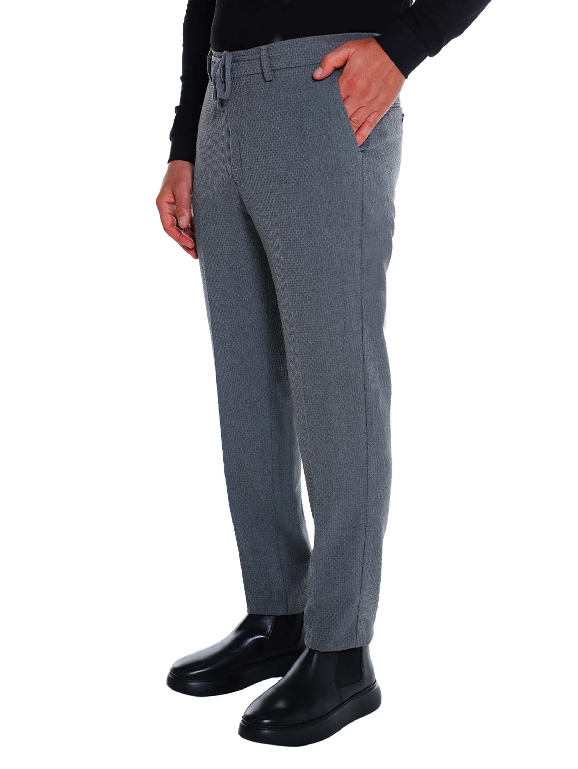 Dark Grey Casual Drawstring Pant With Side Pockets