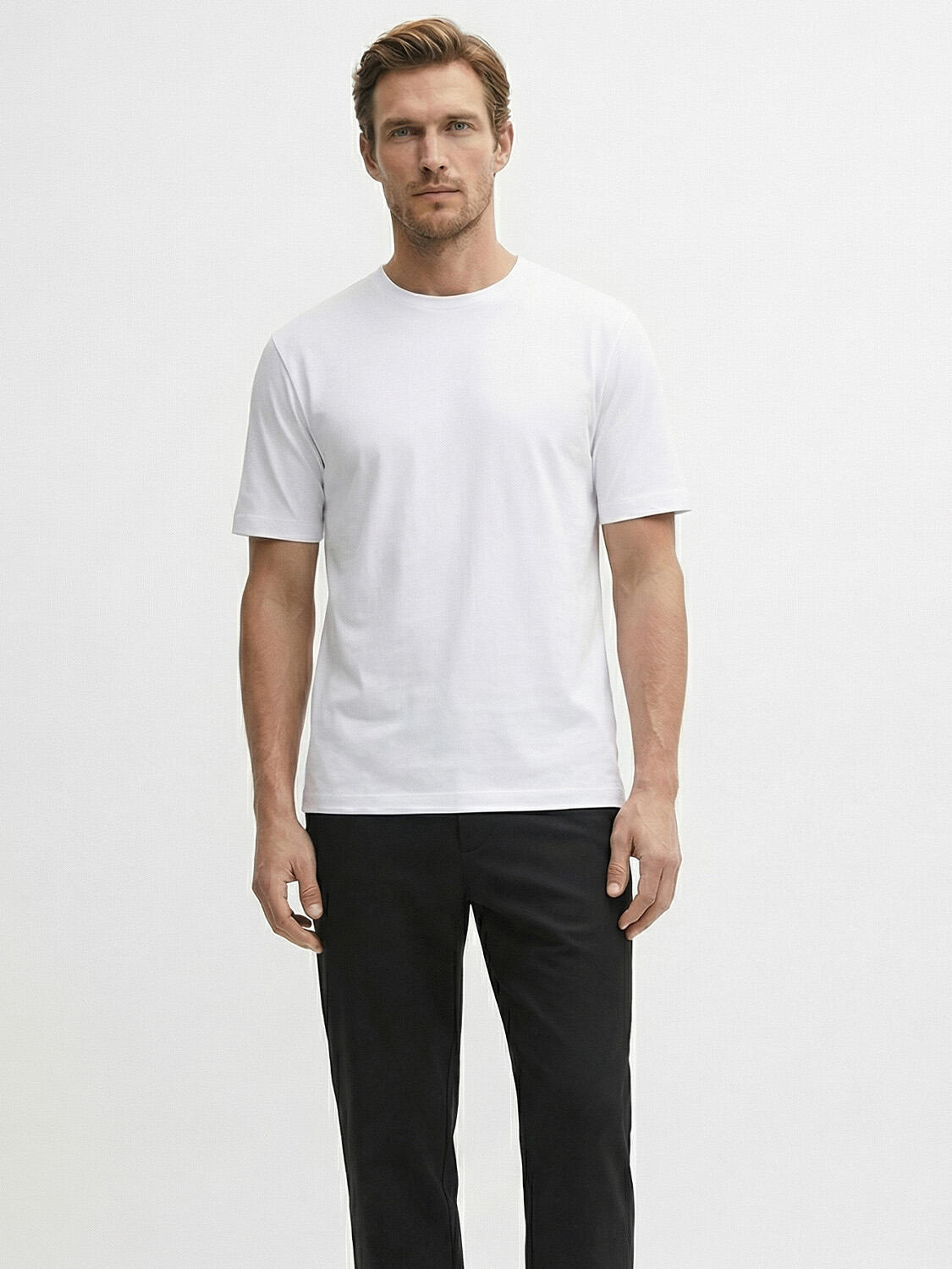 Xint White Cotton Slim Fit T-Shirt