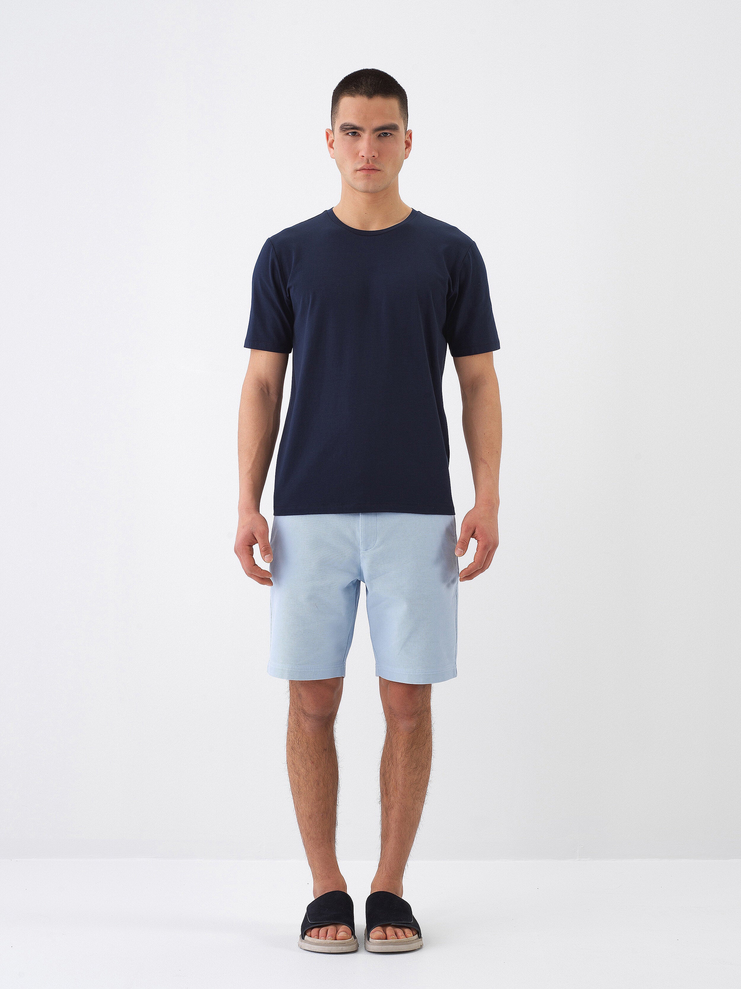 Xint Navy Cotton Slim Fit T-Shirt
