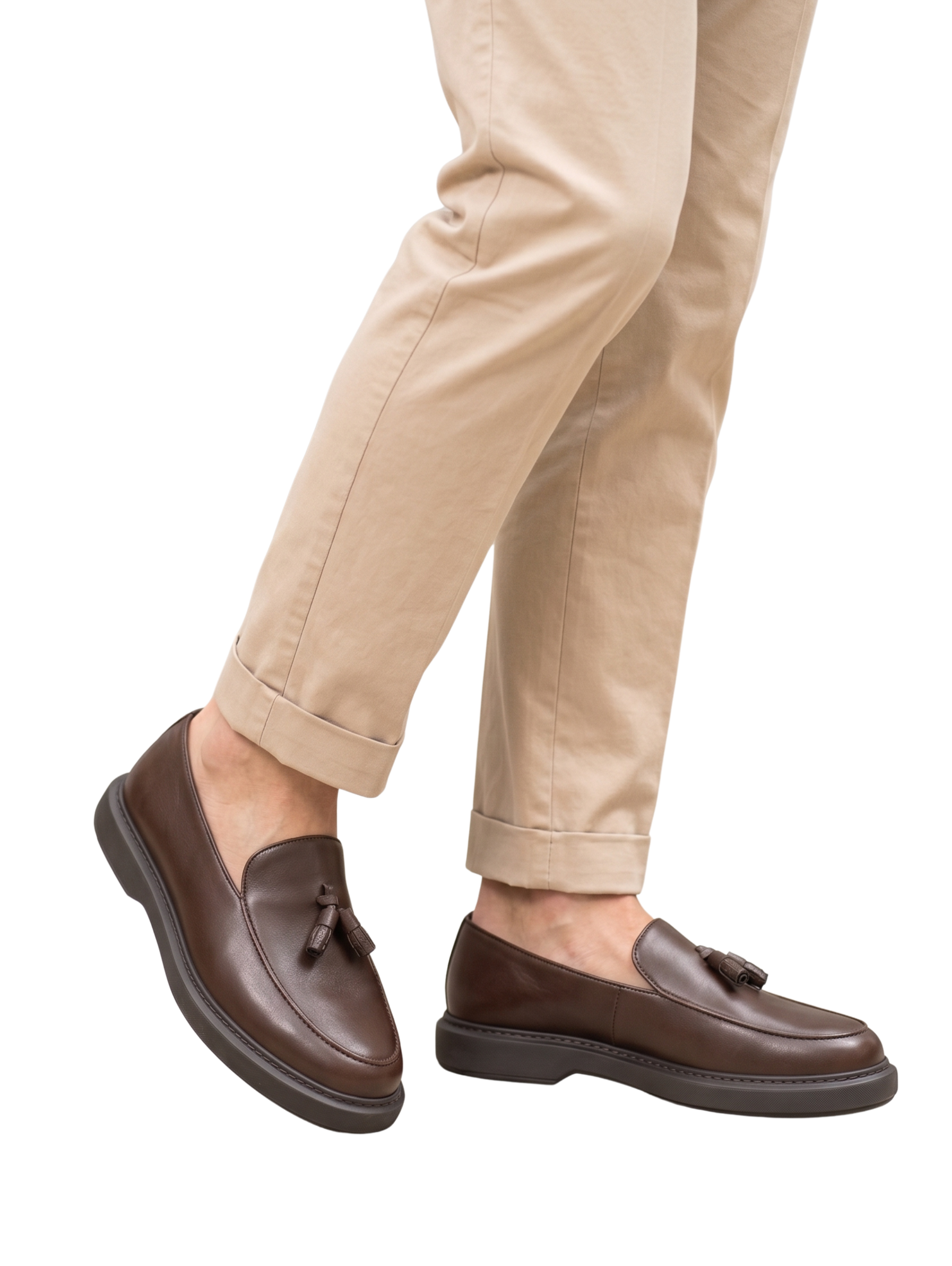Smart Casual Brown Leather Tassel Loafers