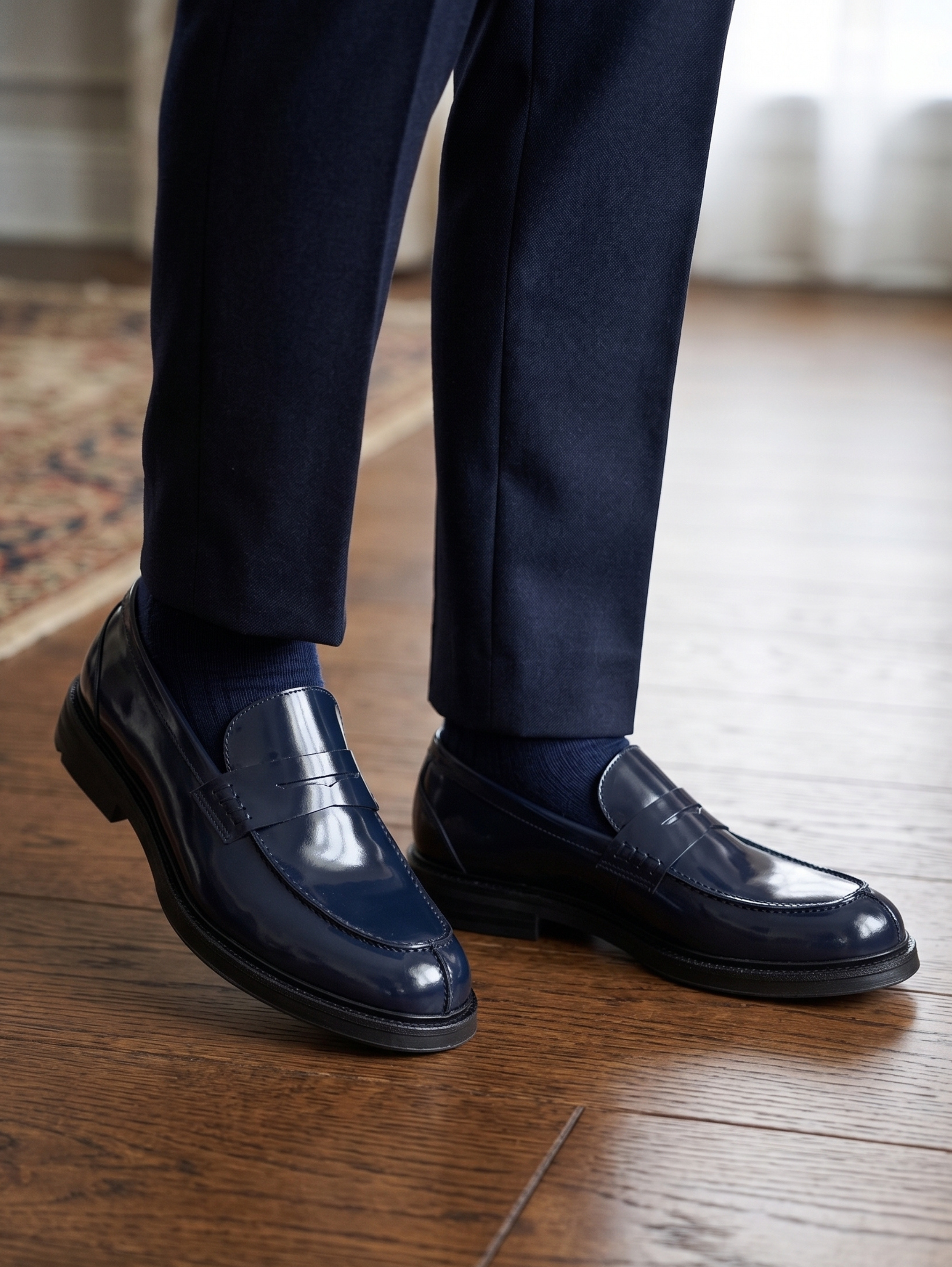 Navy Classic Slip On Formal Loafers