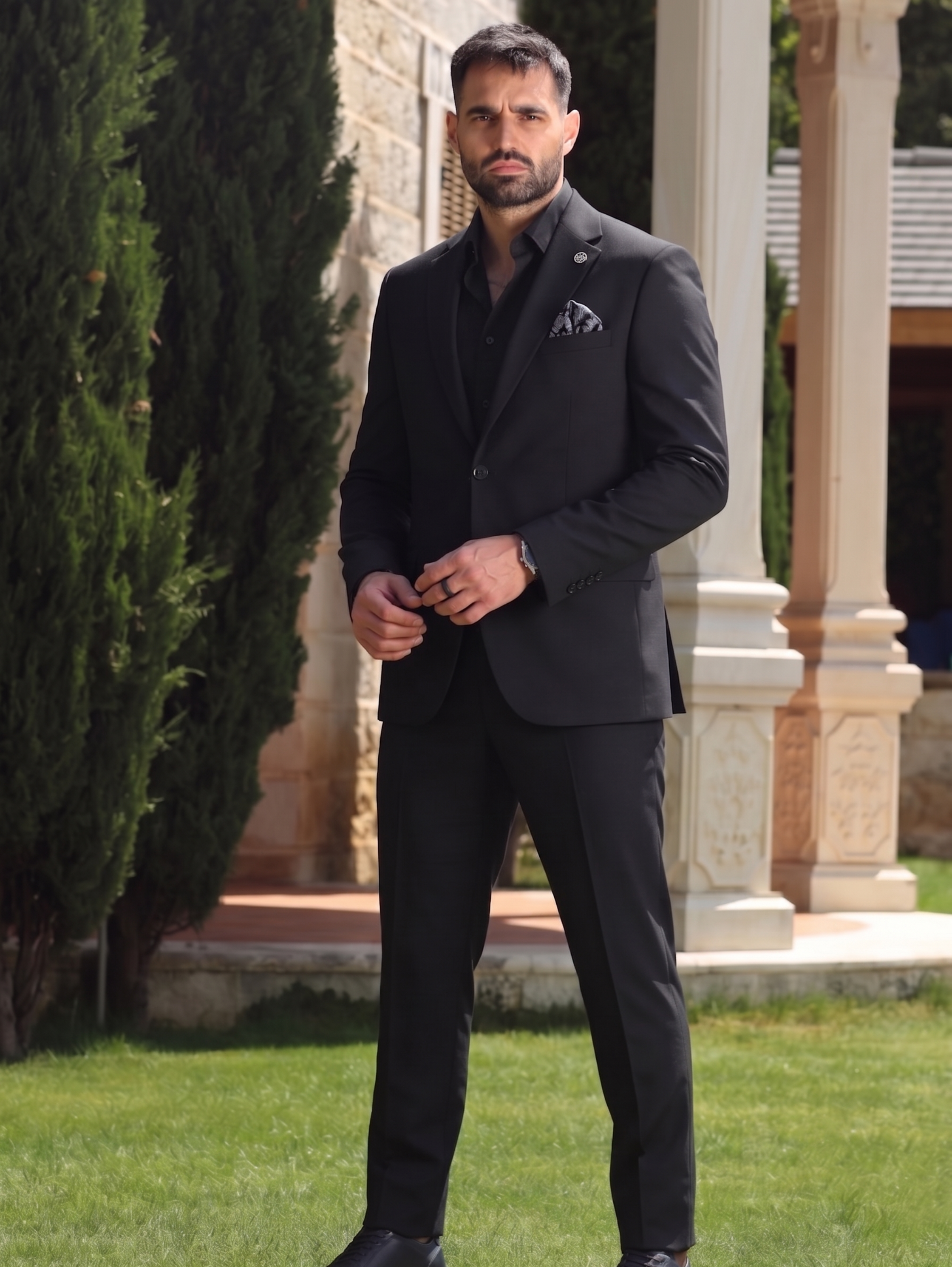 Black Slim Fit Suit With Single Breasted & Two Front Button