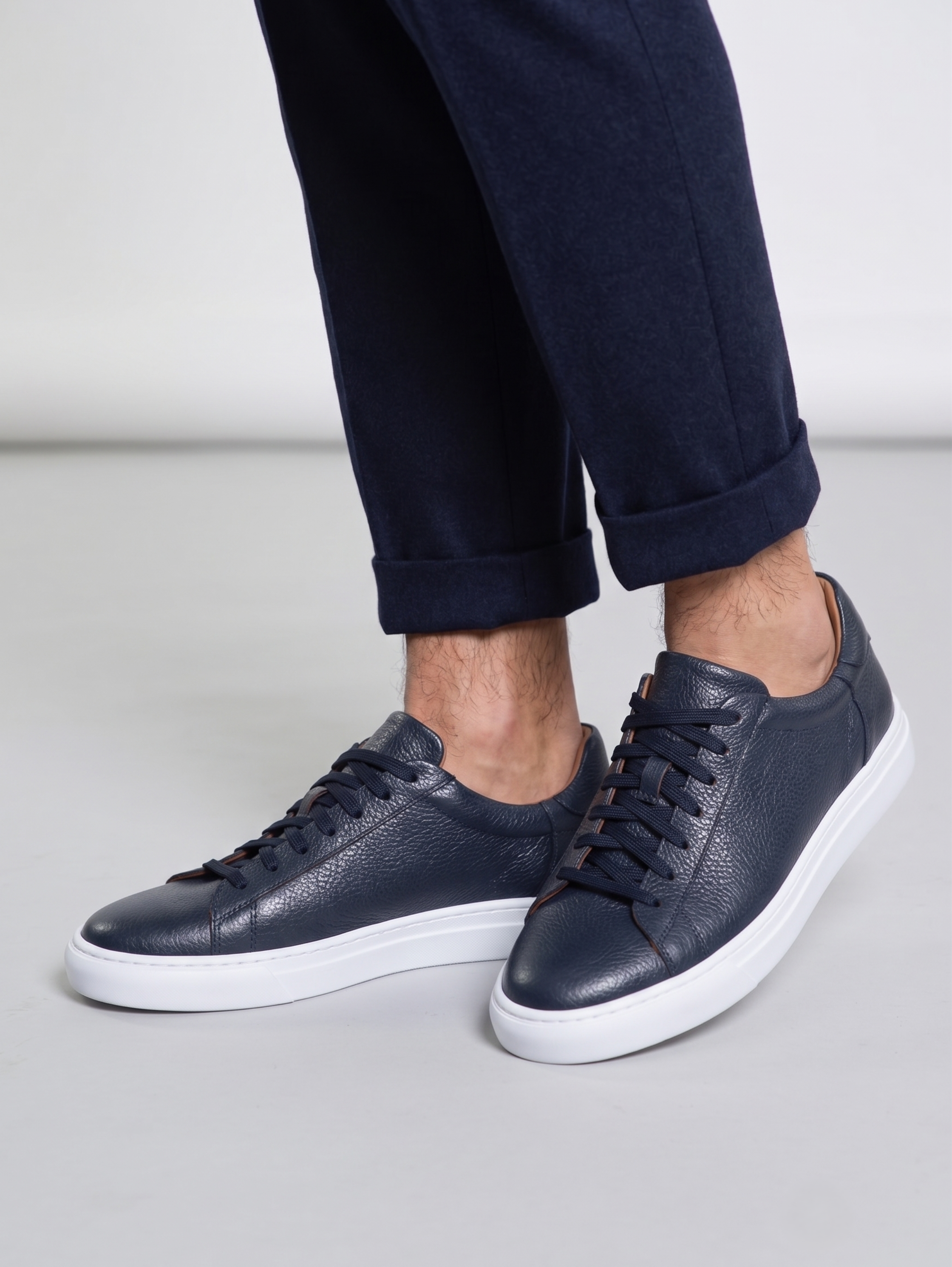 Blue Pebbled Leather Smart Casual Shoes