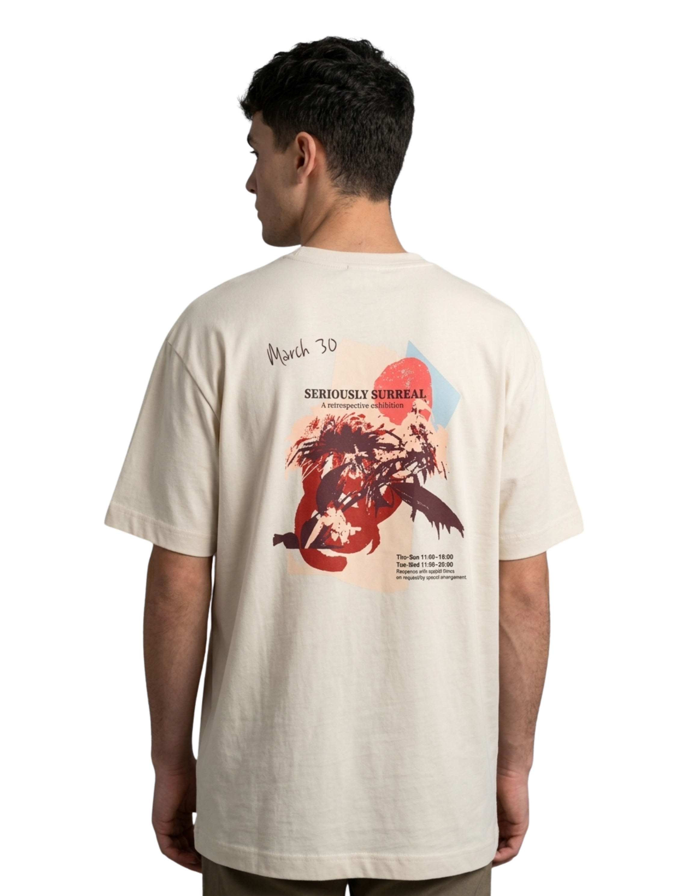 Oversized Milky Round Neck T-Shirt With Back Design
