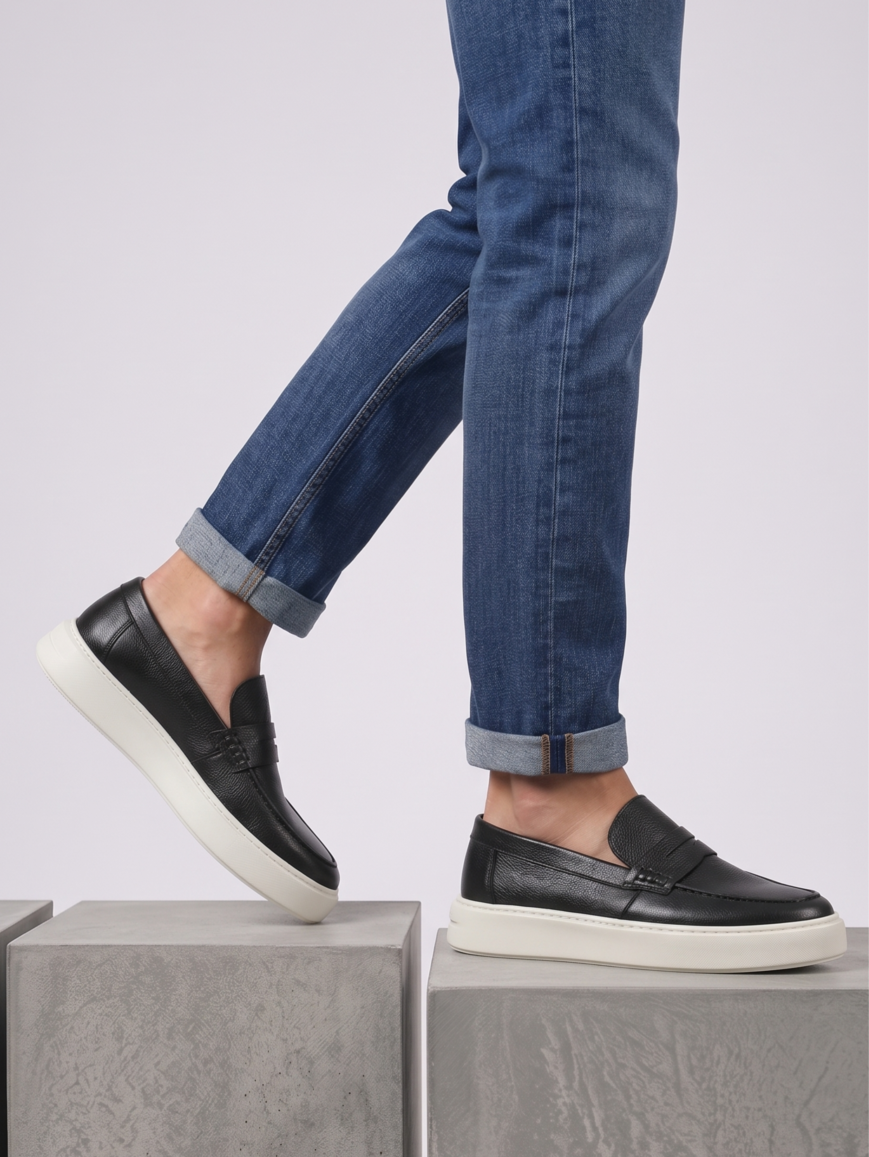Black Slip-On Casual Leather Shoes
