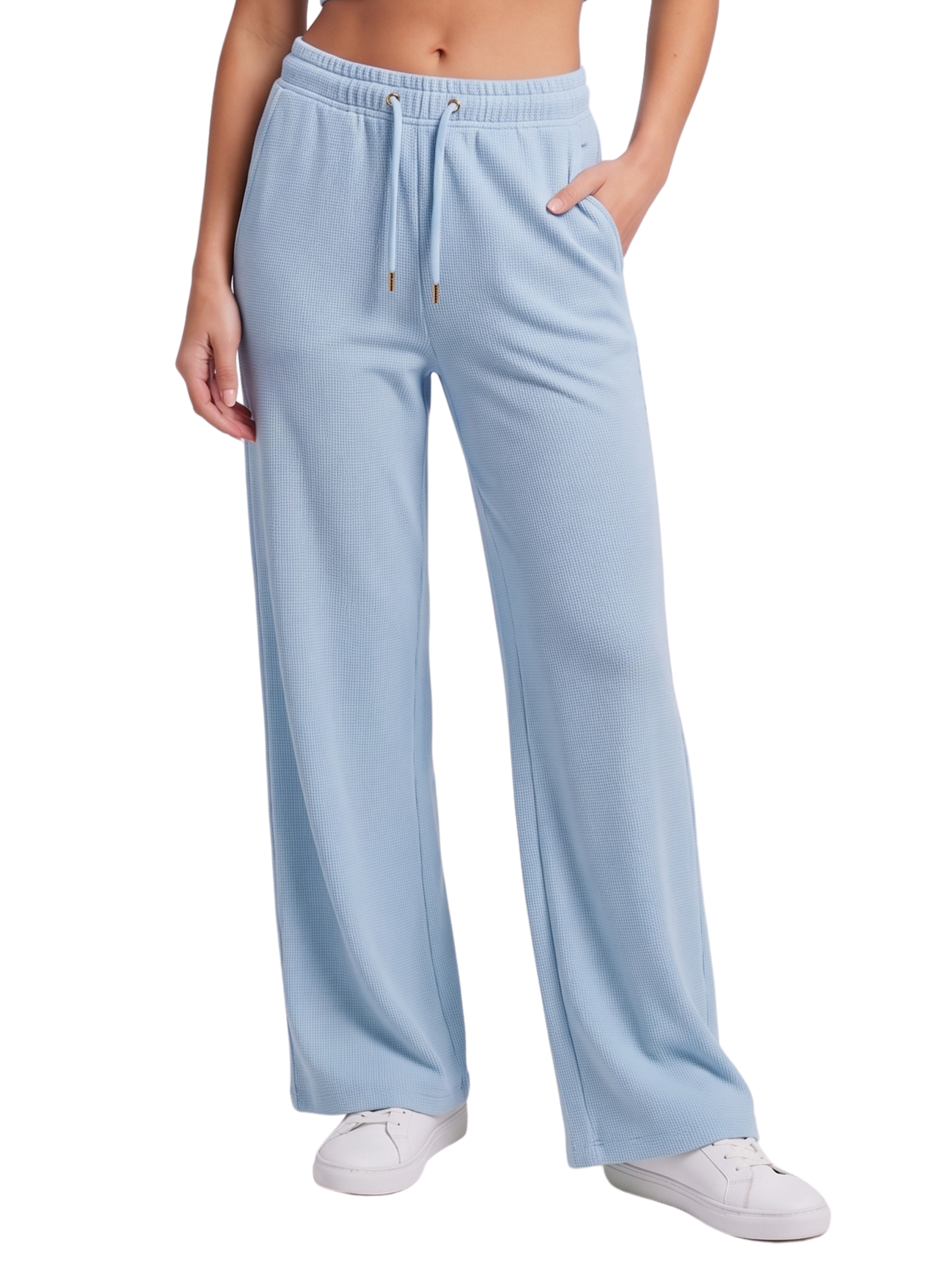 Blue Wide Leg High Waisted Jogger