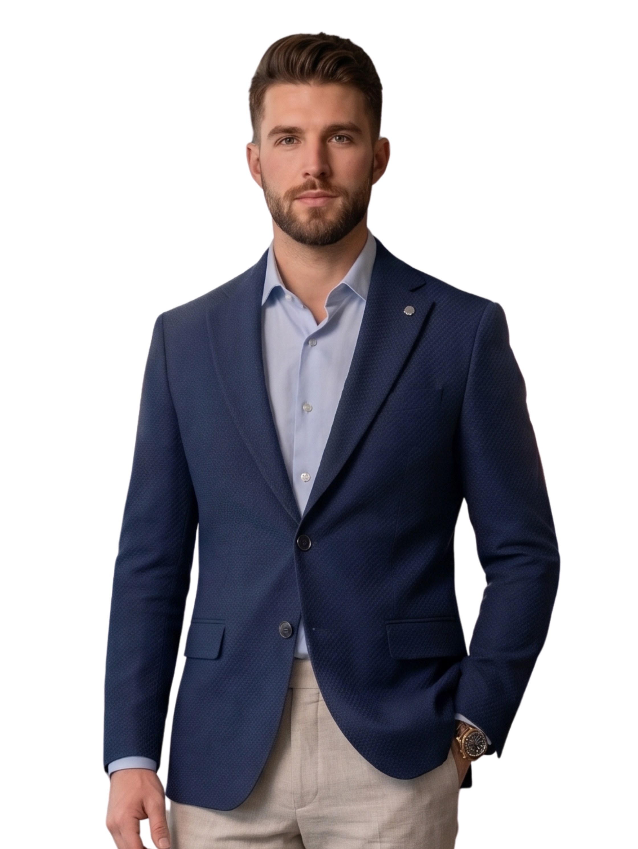 Navy Twin Button Cobalt Blazer