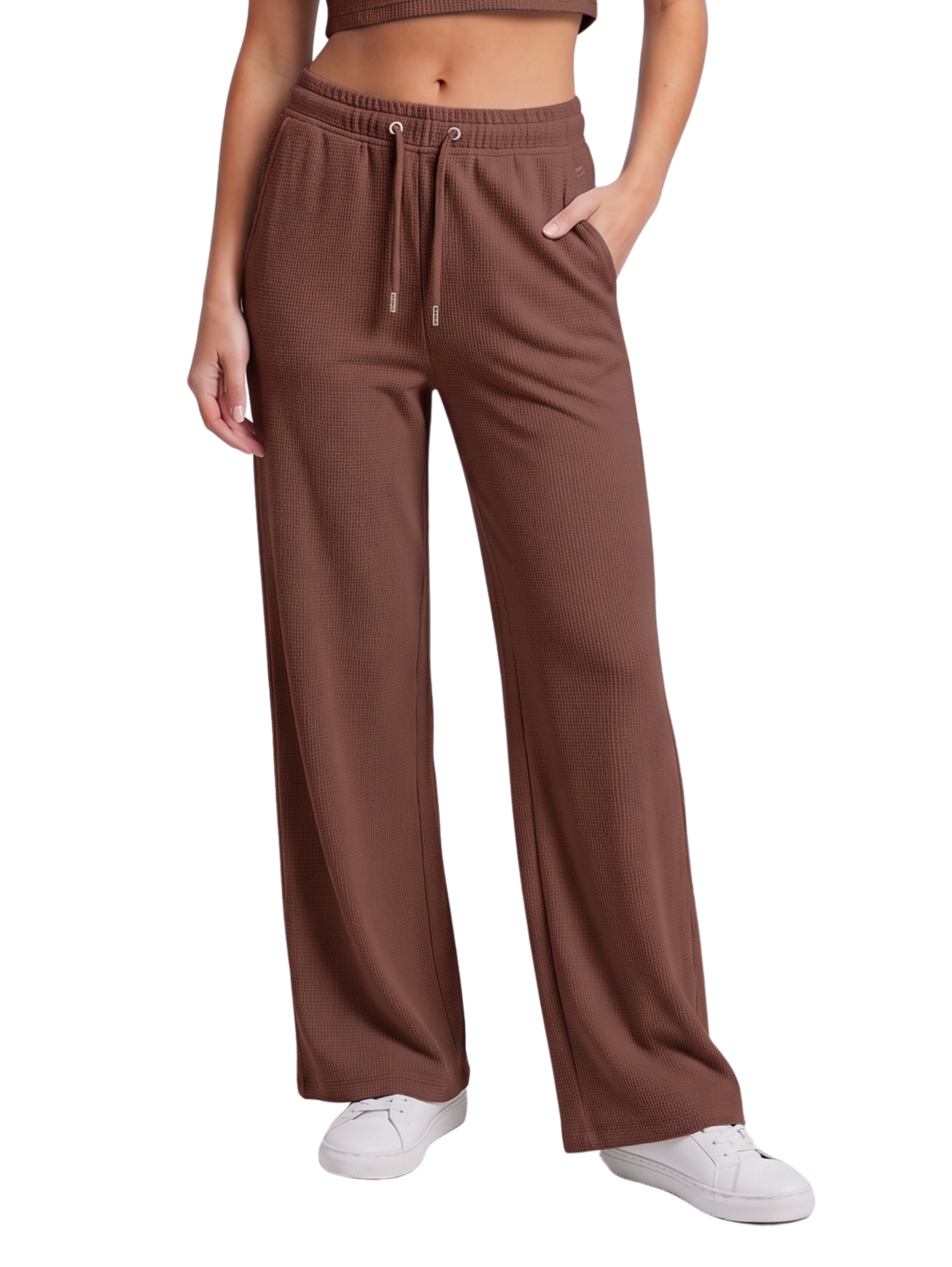 Brown Wide Leg High Waisted Jogger