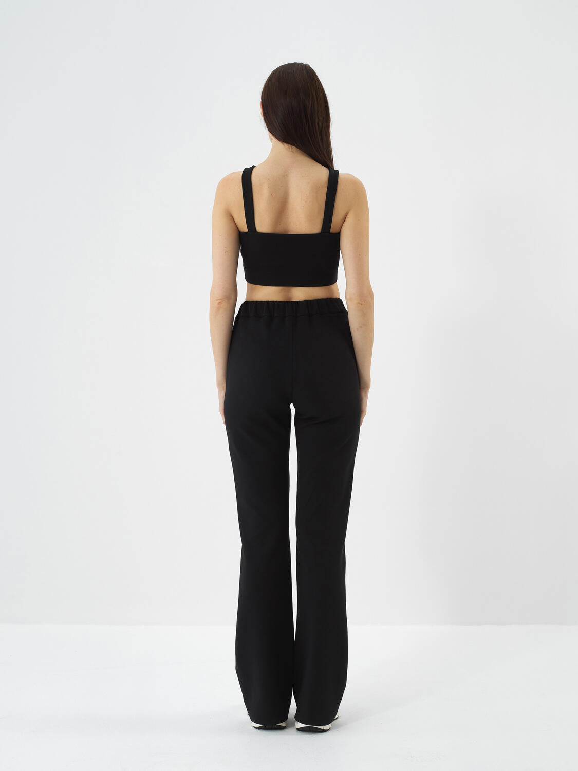 Xint Black Cotton Textured Regular Fit Crop Top