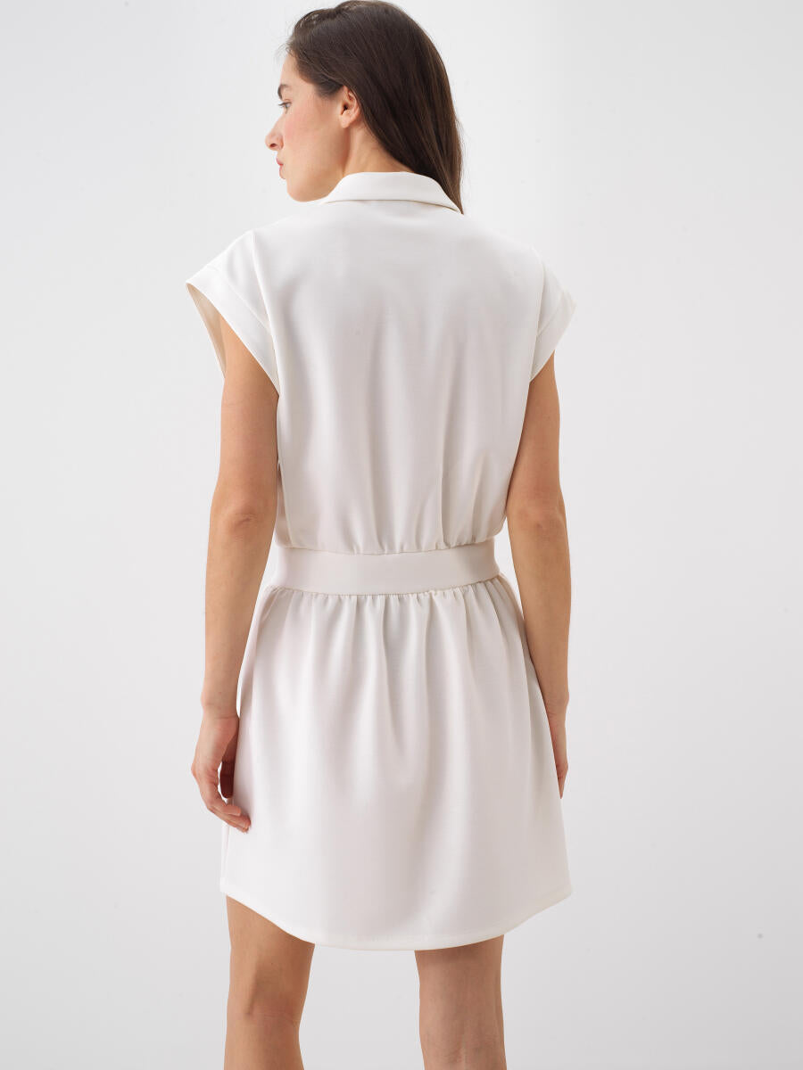 Xint Regular Fit White Dress With Zipper