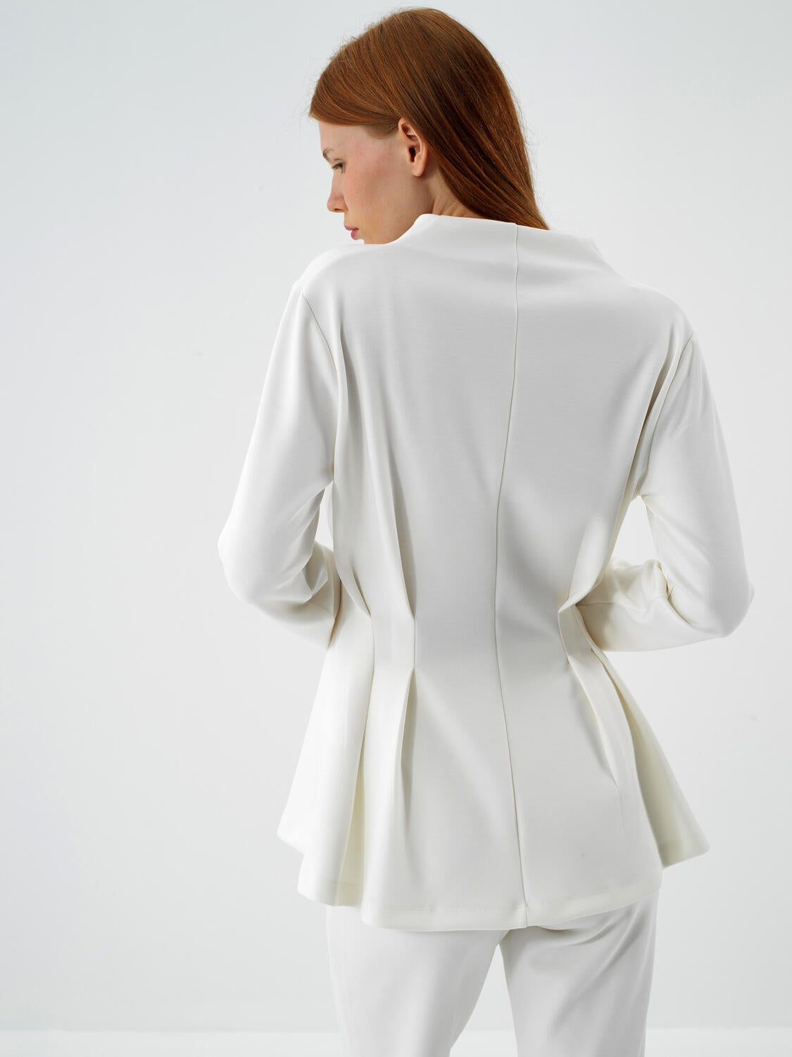 Xint Offwhite Modal Textured Regular Fit Jacket