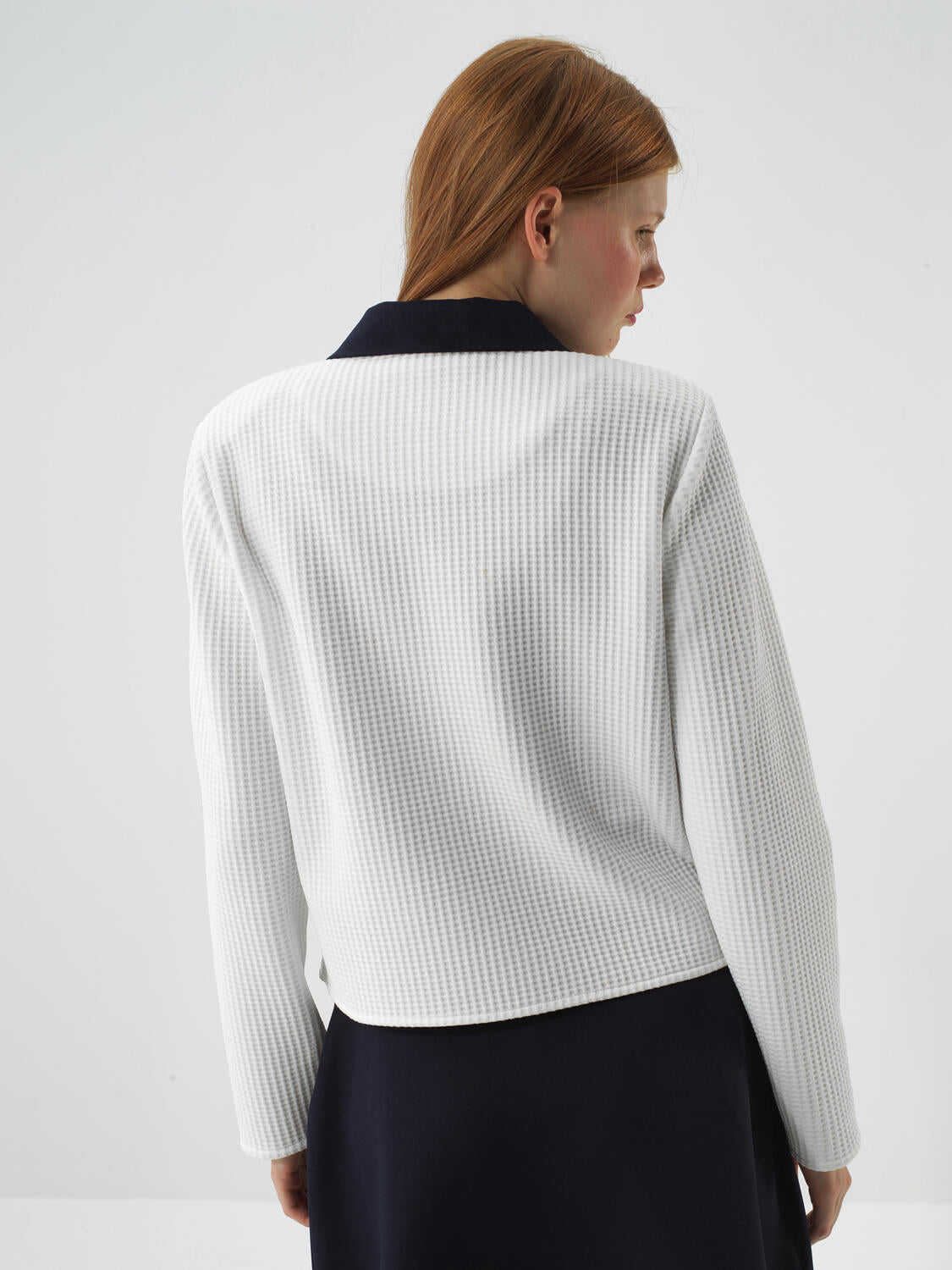 Xint White Modern Plaid Regular Fit Jacket