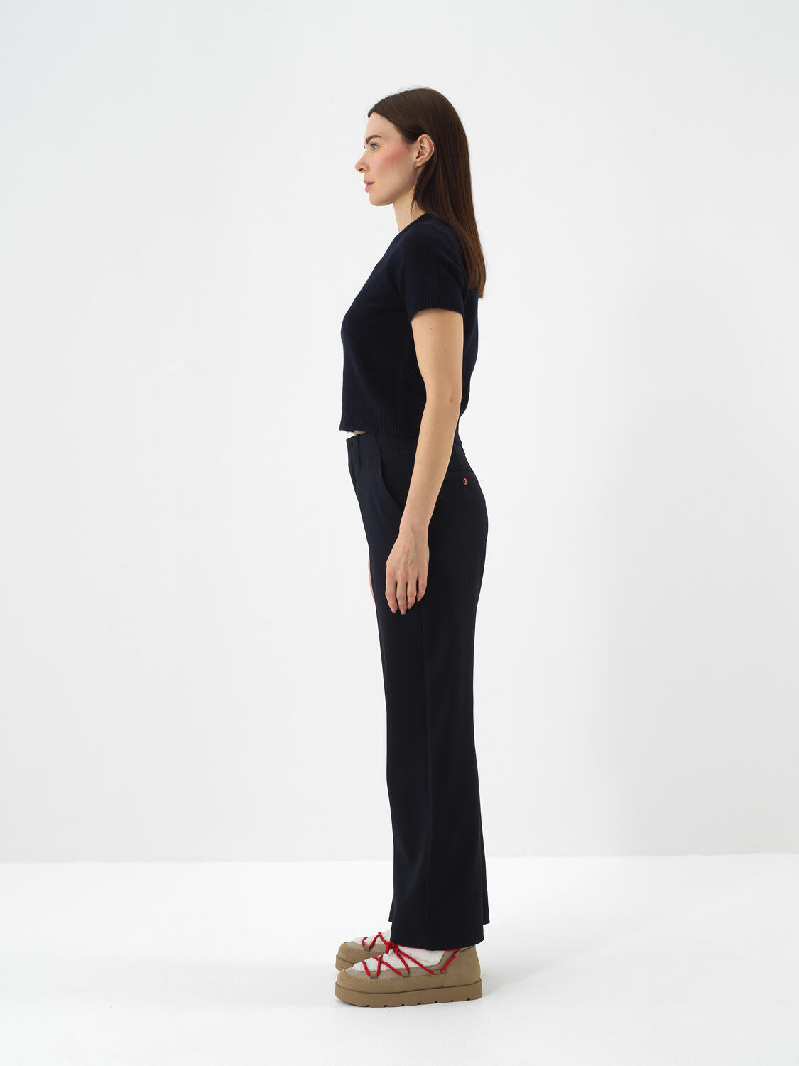 Xint Navy Flexible Textured Regular Fit Pant