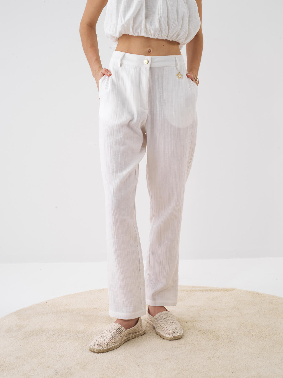 Xint Regular Fit Off White Pant