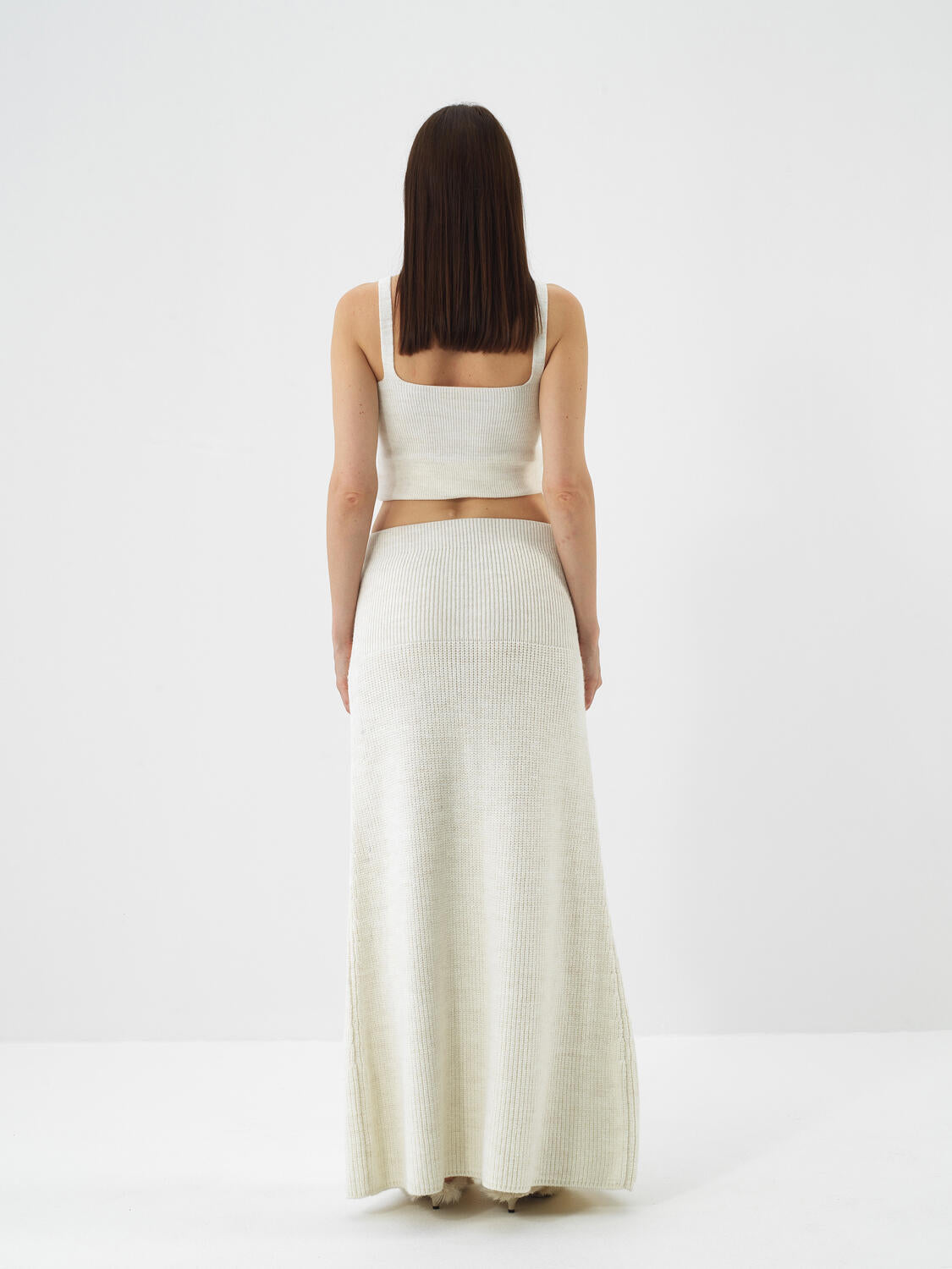 Xint Offwhite Natural Wool Textured Oversize Skirt