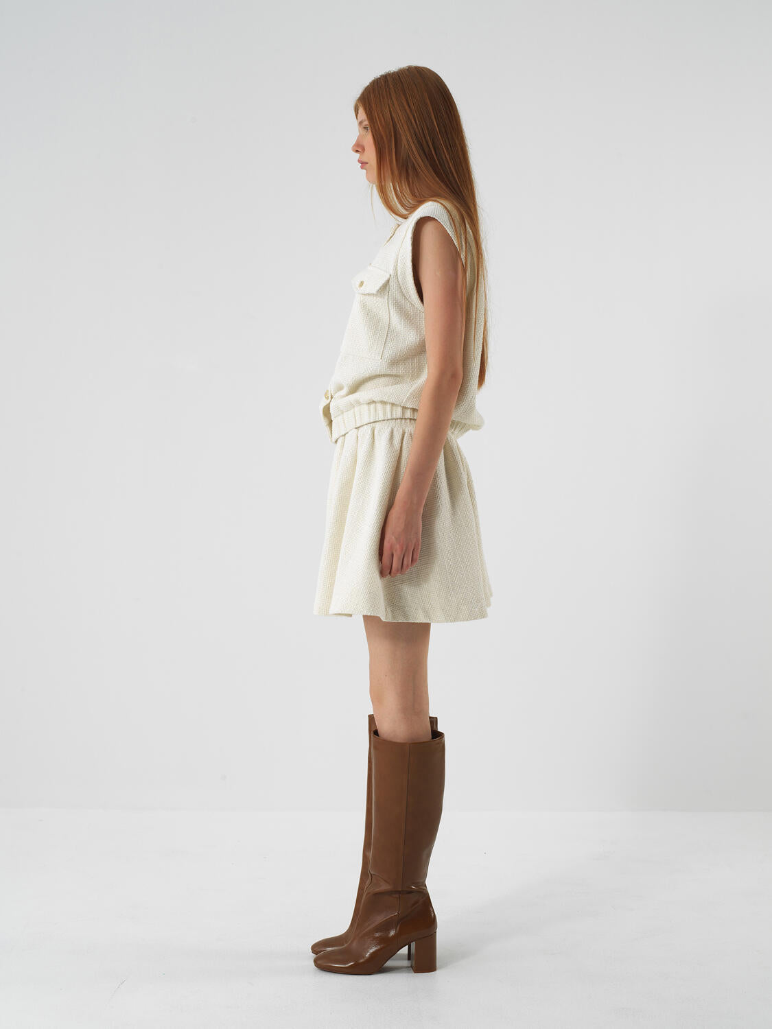 Xint Offwhite Glittery Lurex Detailed Oversize Skirt