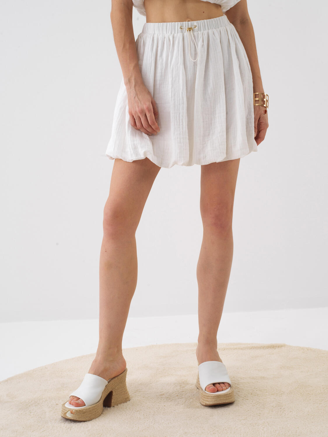 Xint White Cotton Skirt
