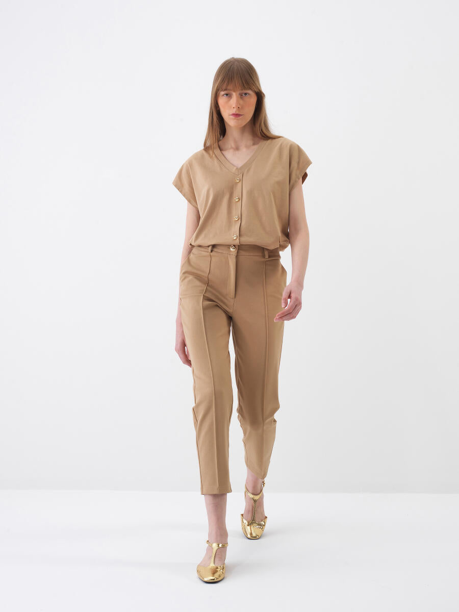 Xint Camel Regular Fit Cotton Pant