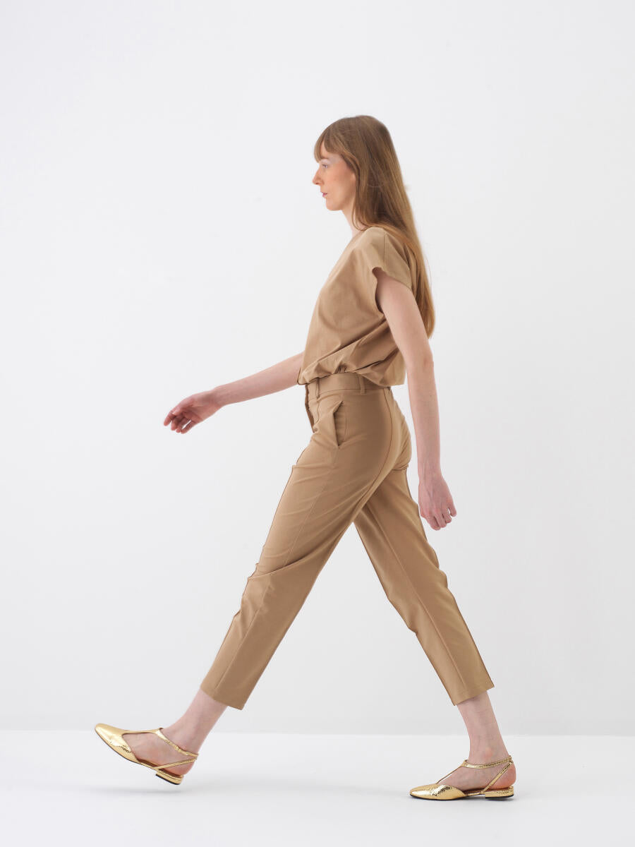 Xint Camel Regular Fit Cotton Pant