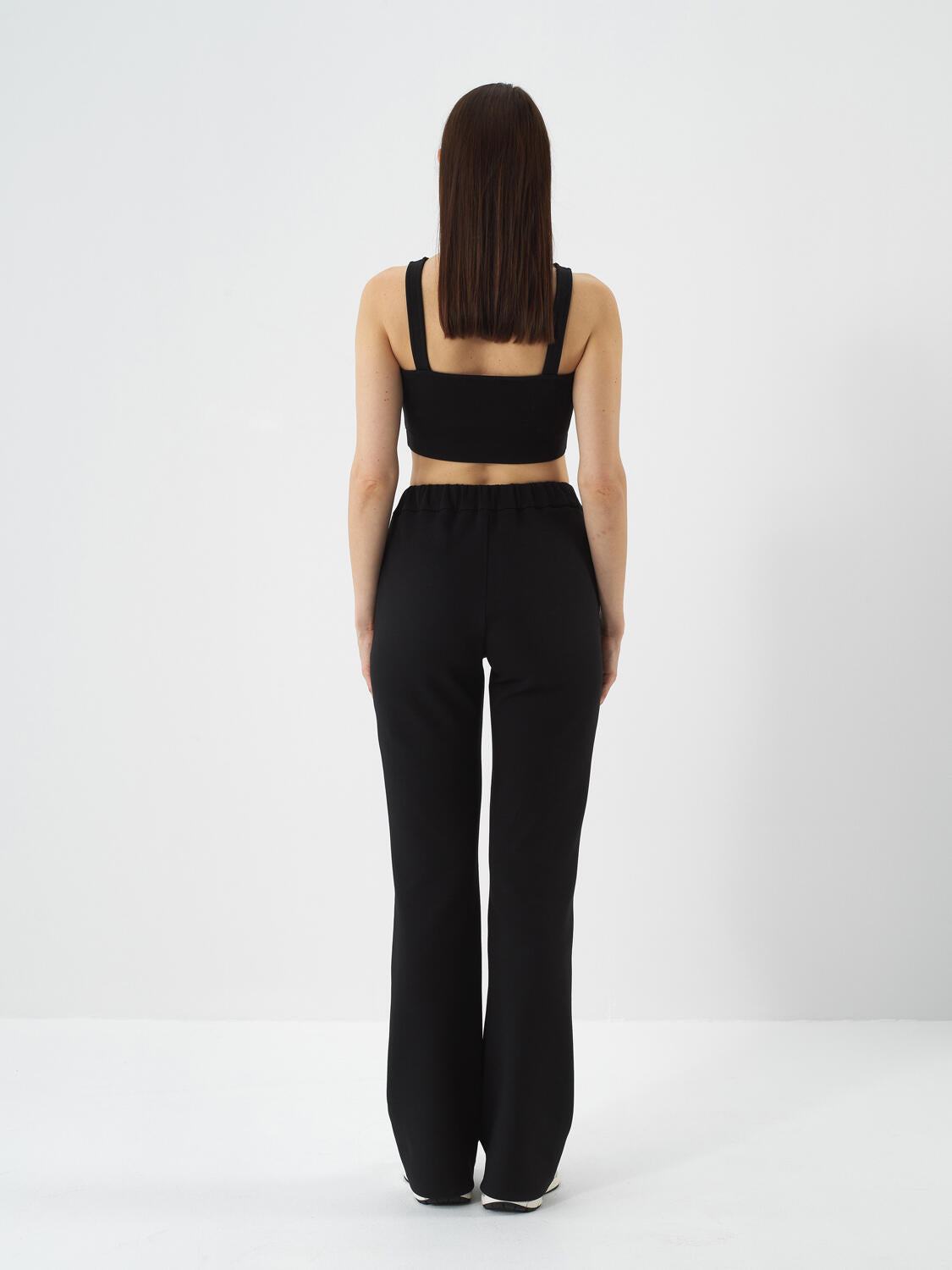 Xint Black Cotton Textured Regular Fit Pant