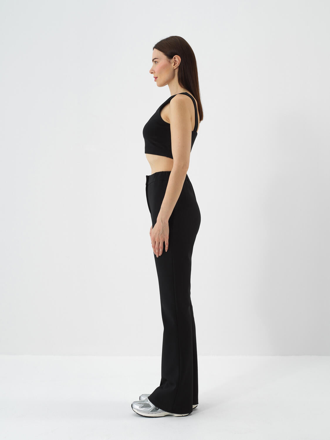 Xint Black Cotton Textured Regular Fit Pant