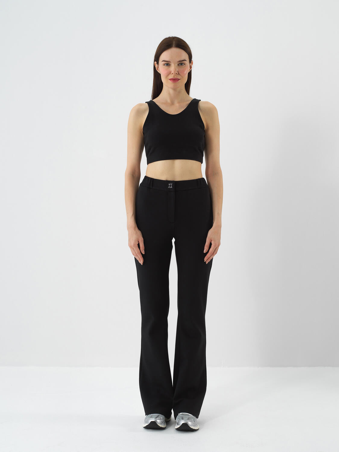 Xint Black Cotton Textured Regular Fit Pant