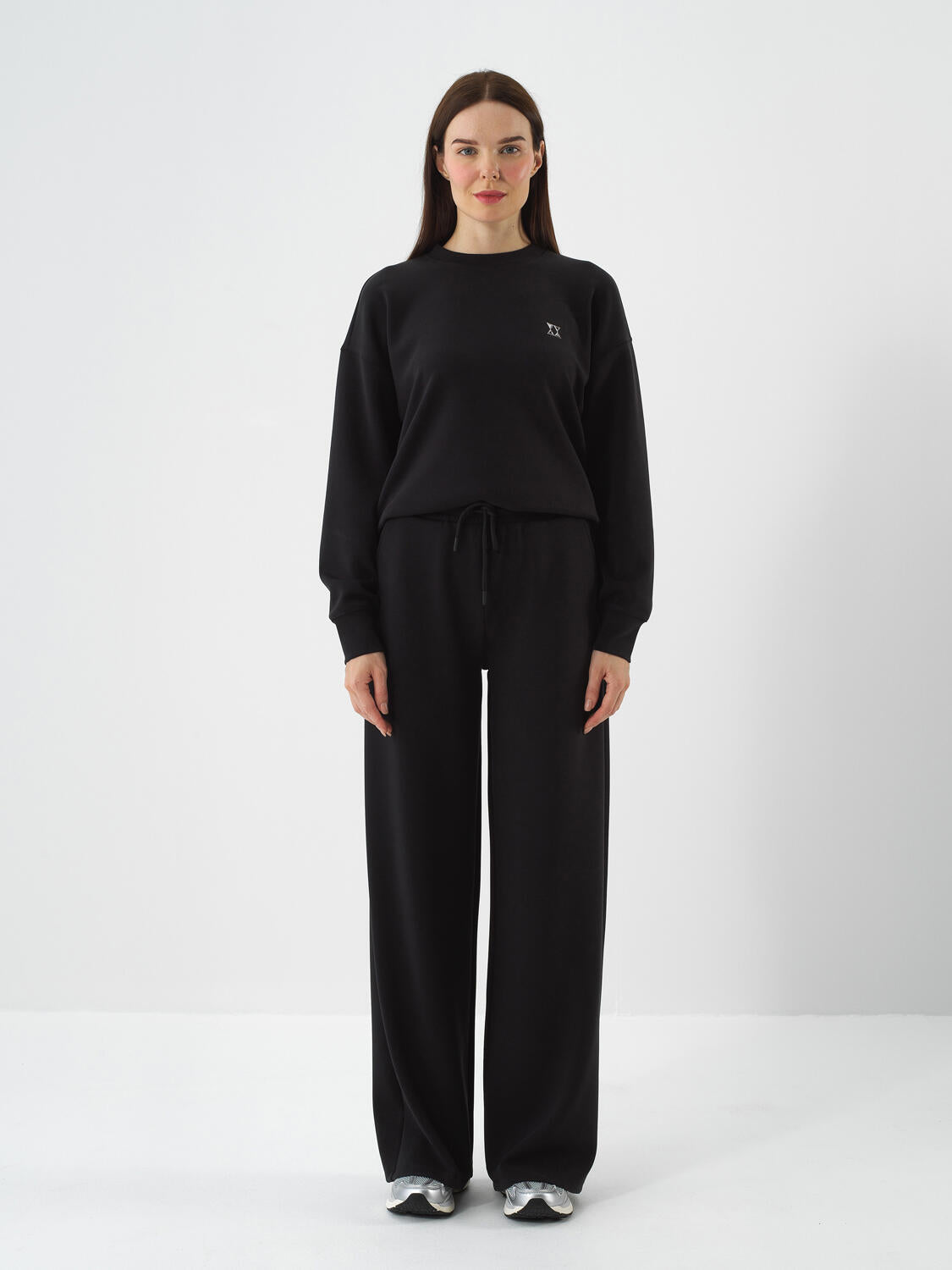 Xint Black Modal Textured Oversized Pant