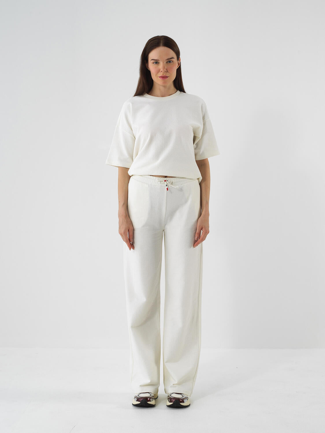 Xint Offwhite Cotton Textured Oversized Pant