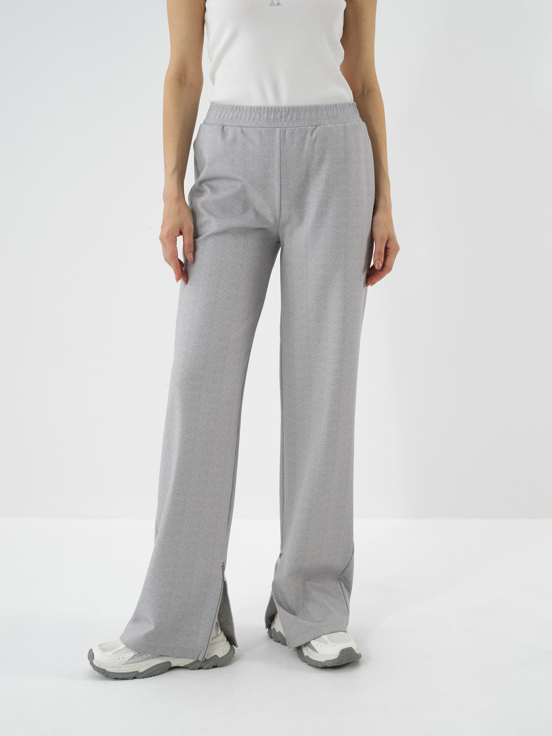 Xint Grey Cotton Textured Oversized Jogging