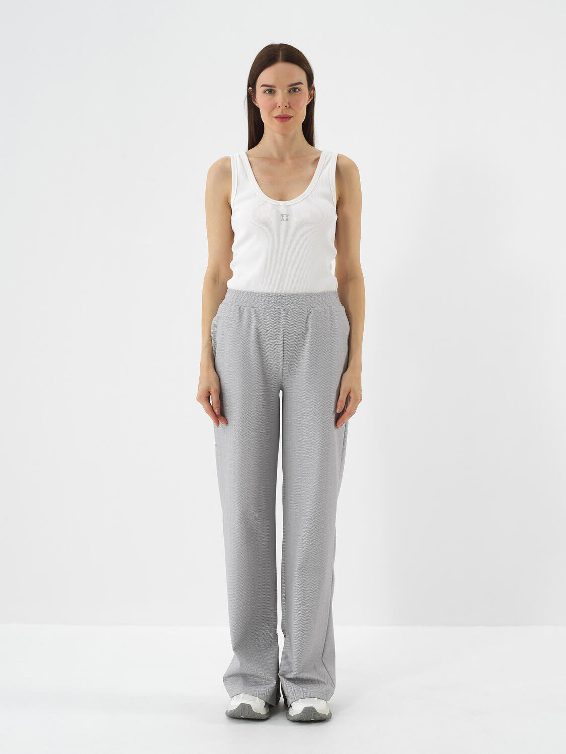 Xint Grey Cotton Textured Oversized Jogging