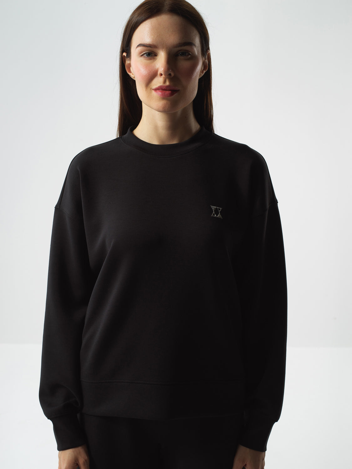 Xint Black Modal Textured Oversized Pullover