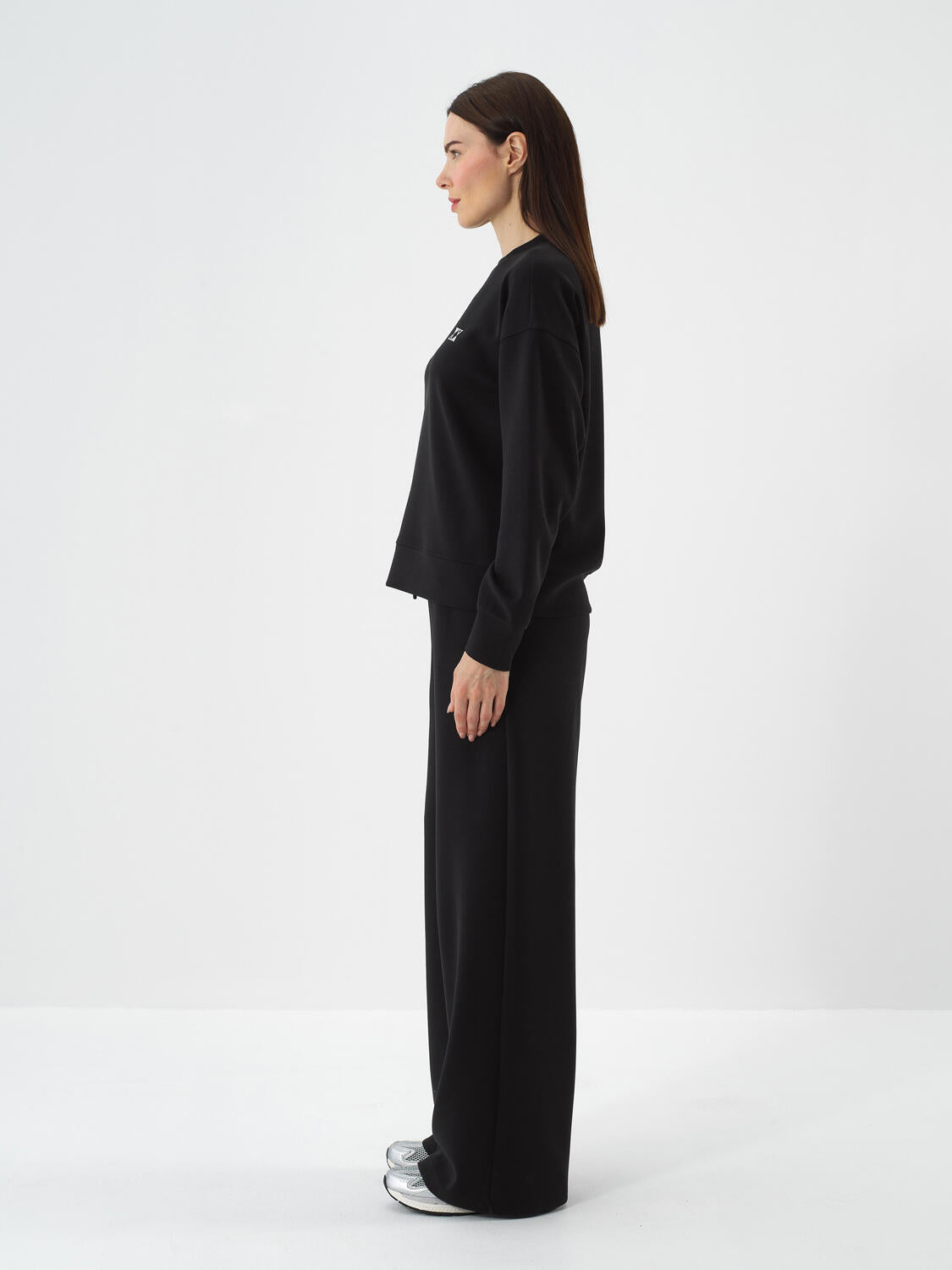 Xint Black Modal Textured Oversized Pullover