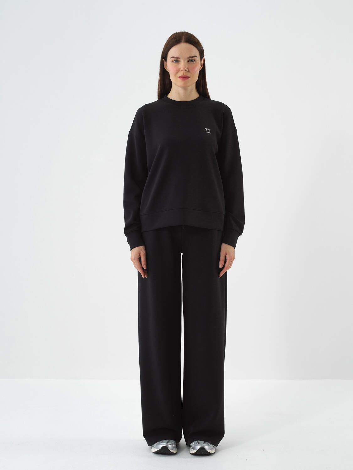 Xint Black Modal Textured Oversized Pullover
