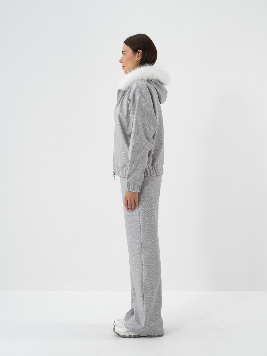 Xint Grey Cotton Textured Oversized Jacket