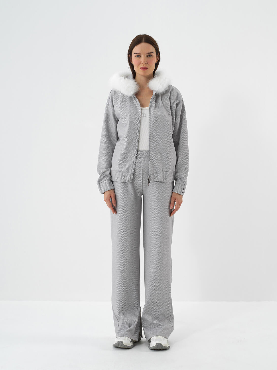 Xint Grey Cotton Textured Oversized Jacket