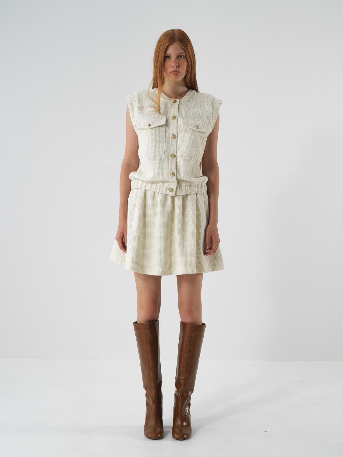 Xint Offwhite Lurex Detailed Oversize Vest