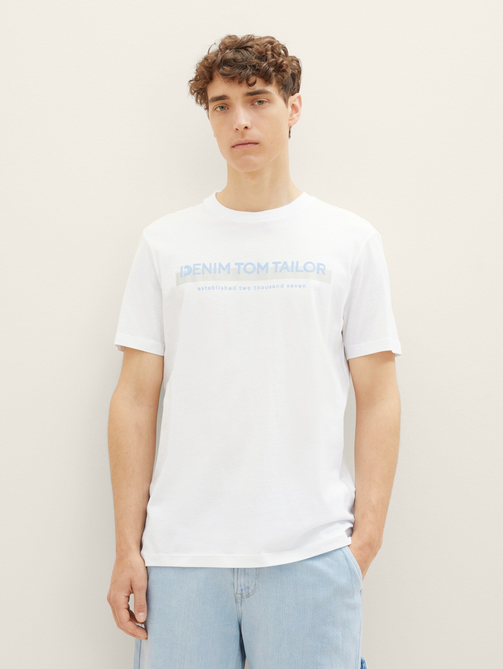 Tom Tailor White T-shirt with a Logo Print