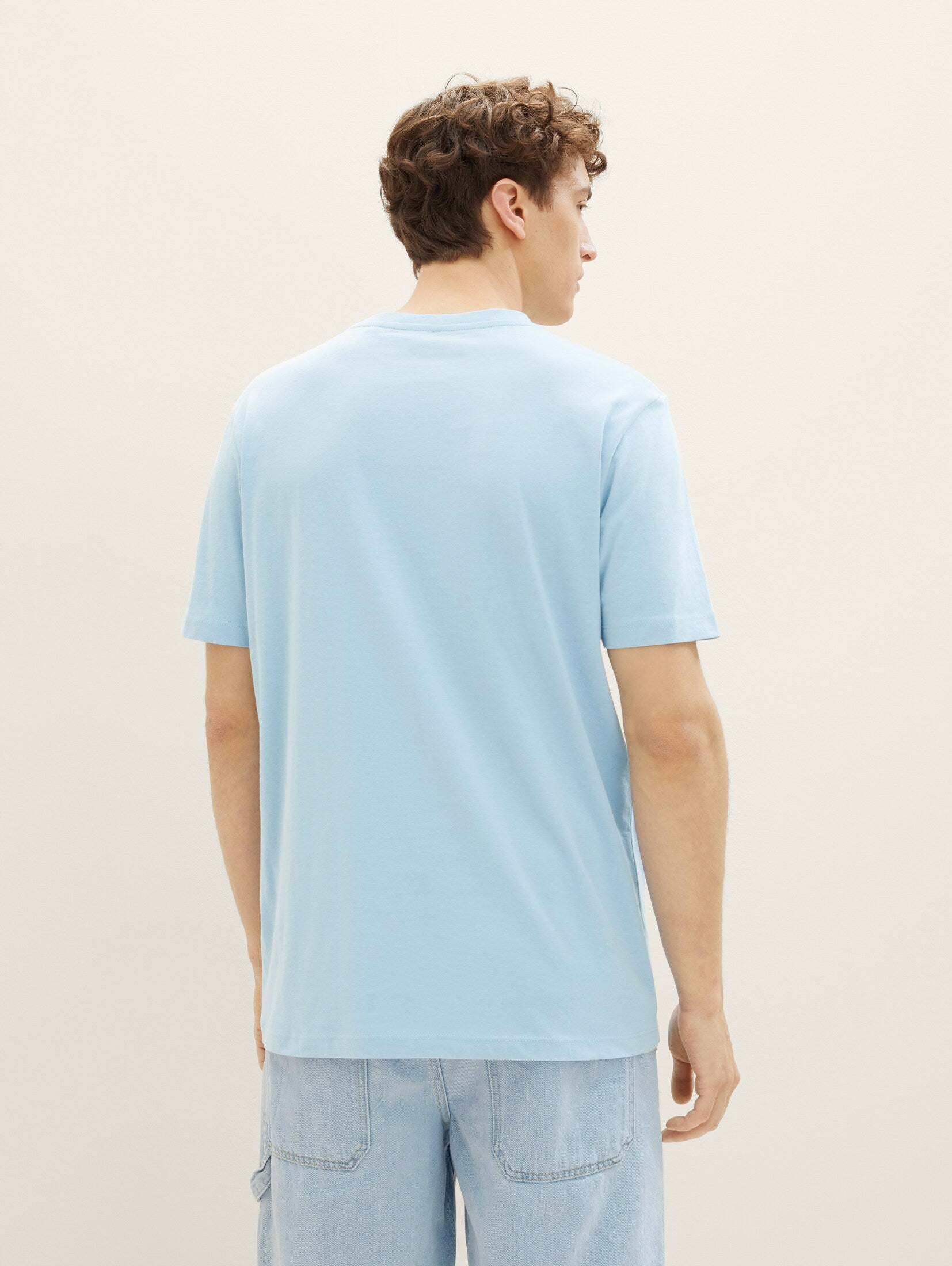 Tom Tailor  Washed Out Middle Blue T-shirt with a Logo Print
