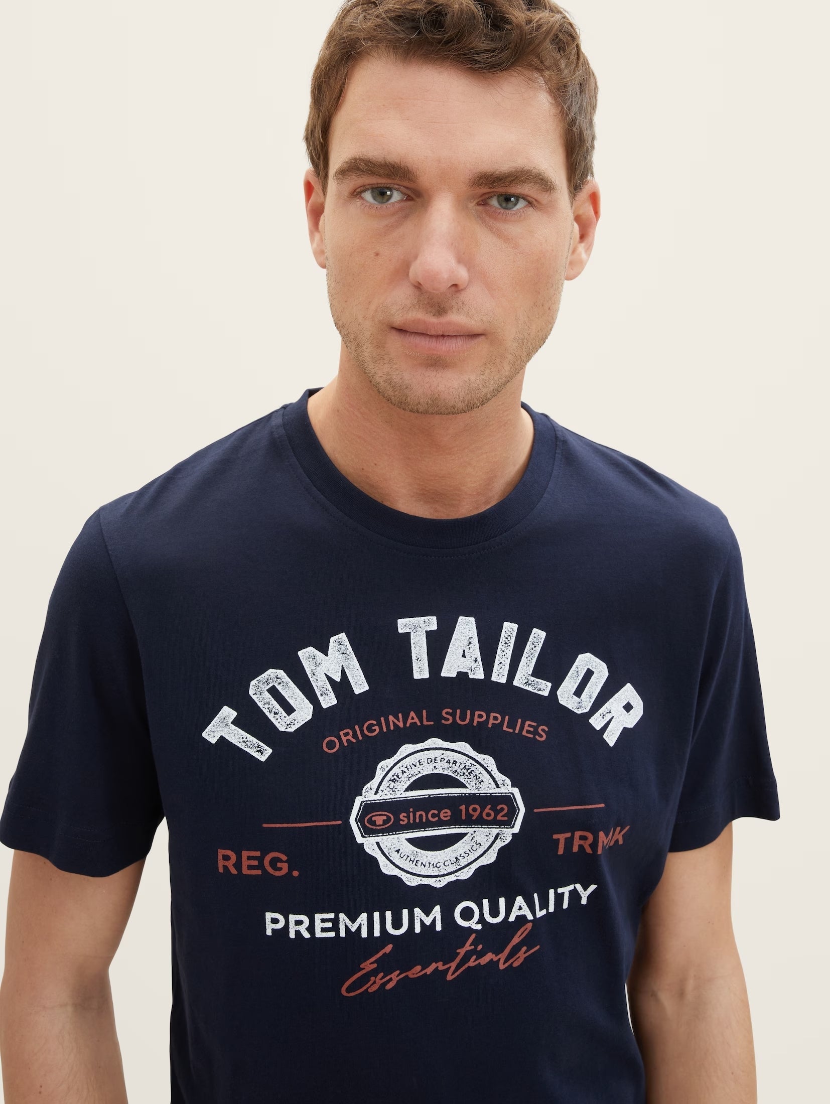 Tom Tailor Navy T-shirt With A Logo Print