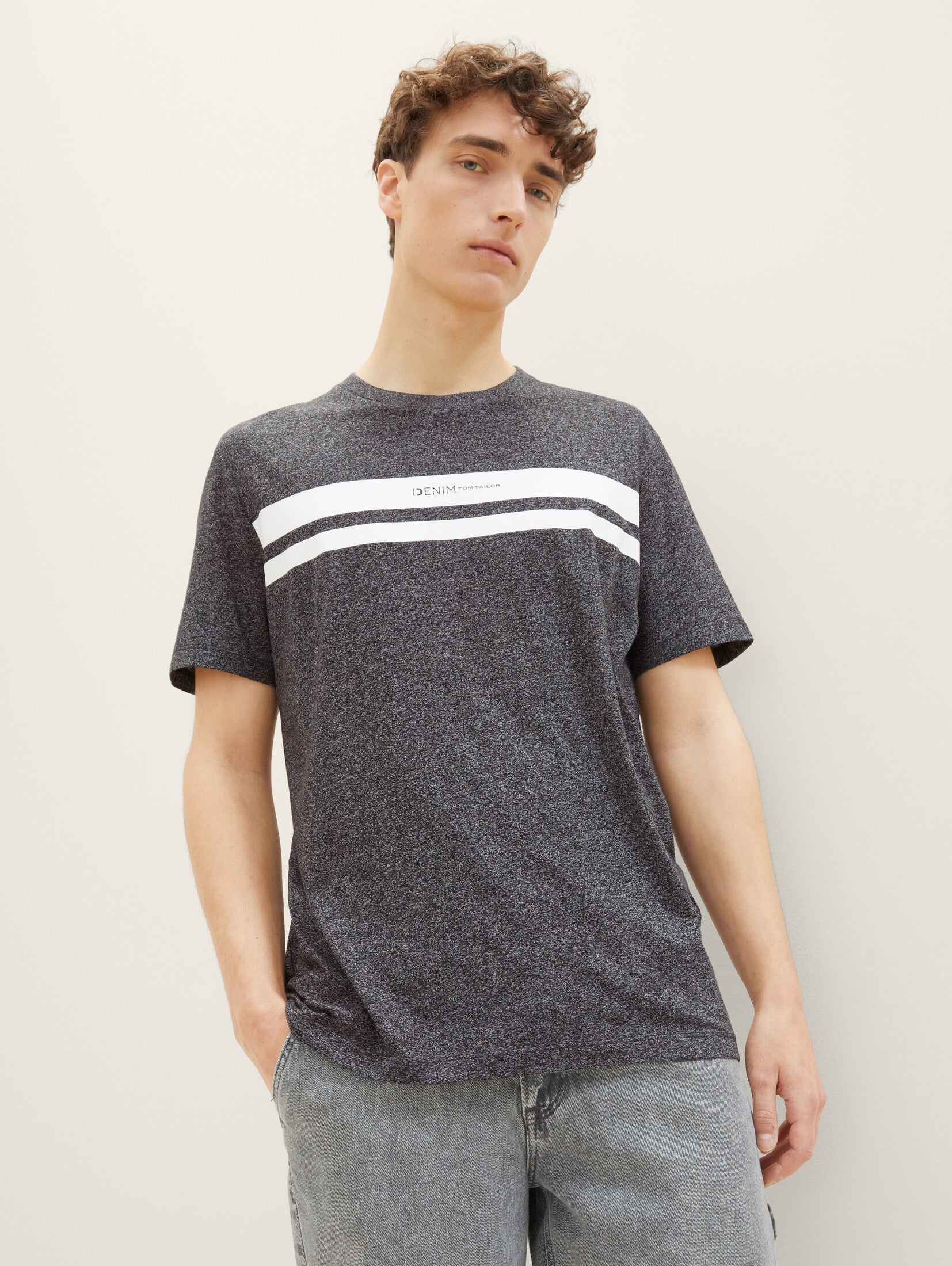 Tom Tailor Black Non-Solid T-shirt With a Print